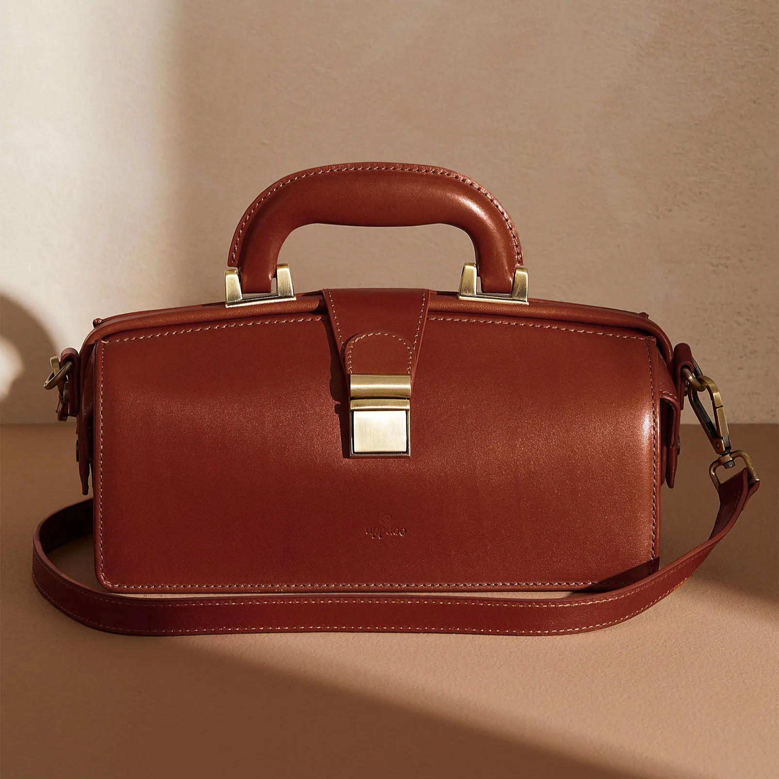 Apex Framed Satchel - Chestnut