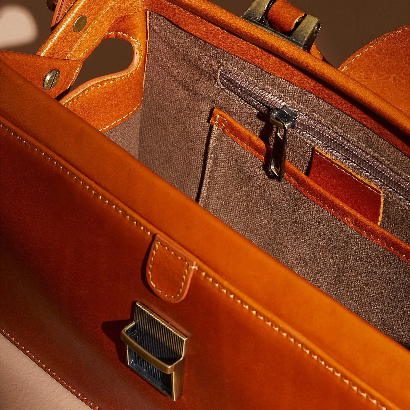 Apex Framed Satchel - Chestnut