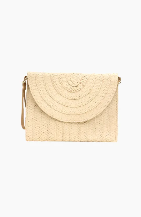 Beach Bungalow Fold Over Straw Clutch
