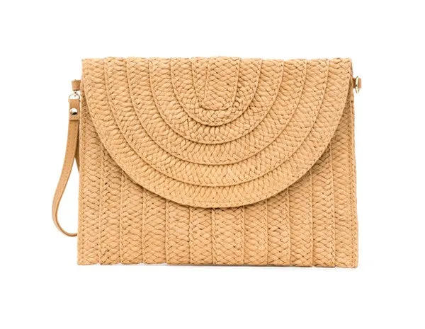Beach Bungalow Fold Over Straw Clutch