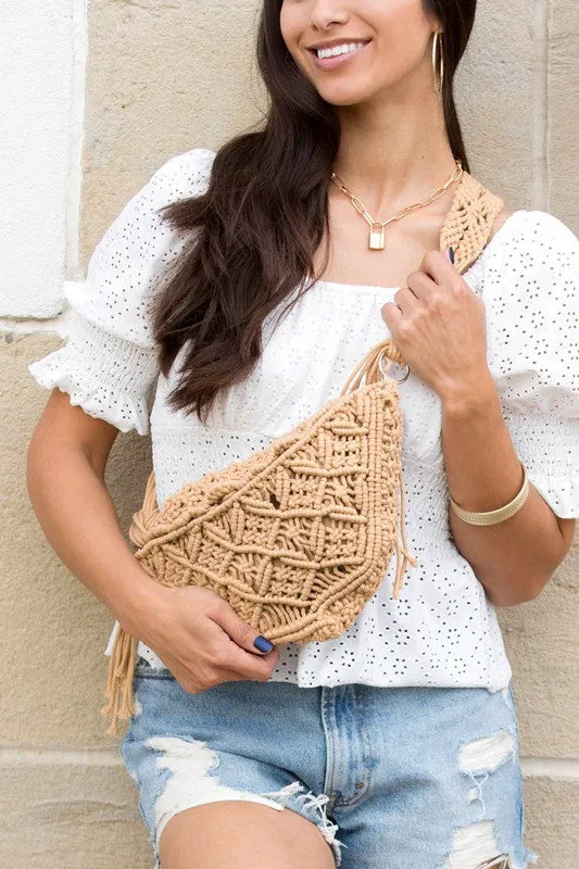 Beach Please Macrame Sling Bag