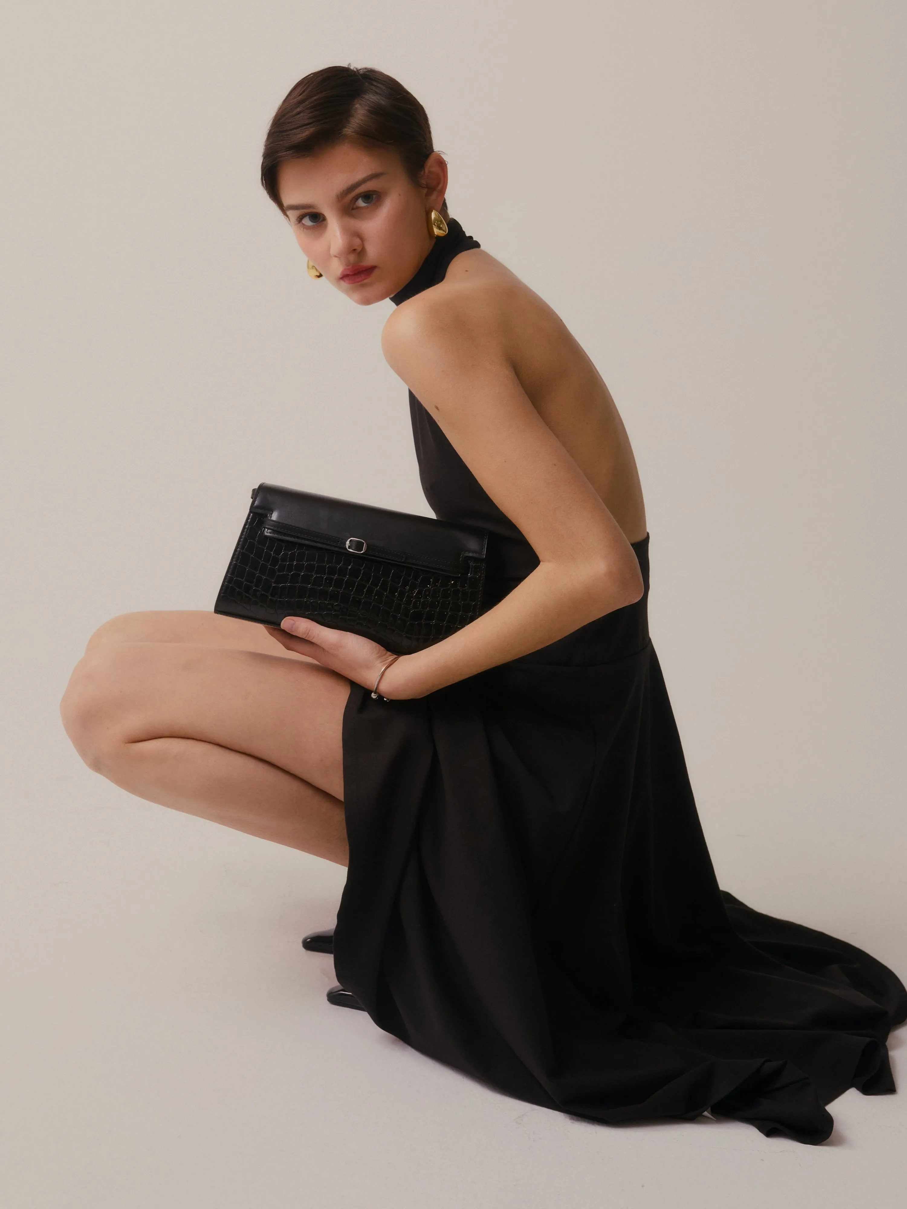 Black Croc Shoulder Bag (Limited Edition)