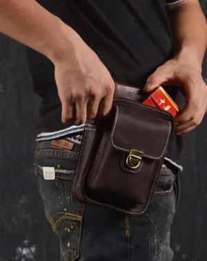 Brown Leather Cigarette Bag Holster Waist Pouches Waist Bag Belt Pouch Belt Bag For Men