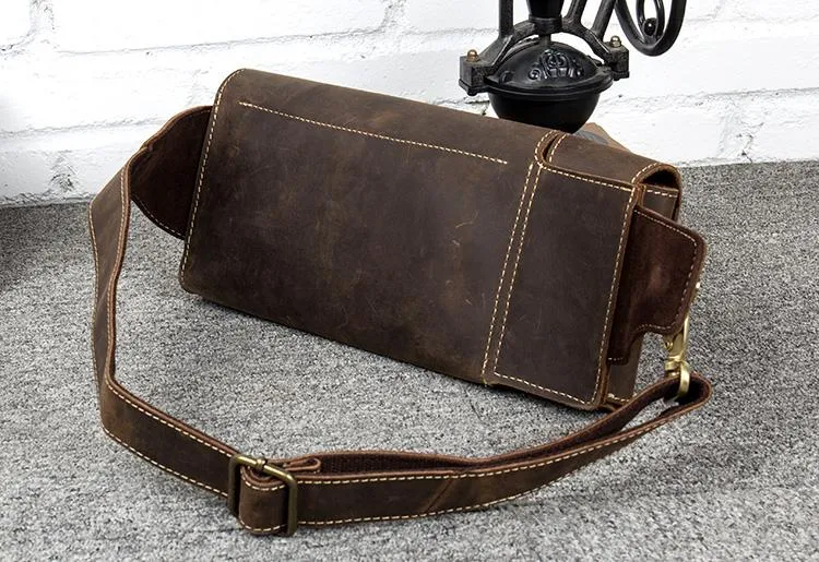 Brown Leather Mens Fanny Pack Waist Bag Hip Pack Light Brown Belt Bag Bumbag for Men
