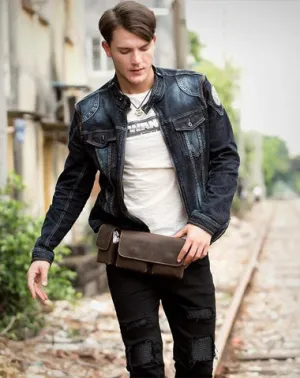 Brown Leather Mens Fanny Pack Waist Bag Hip Pack Light Brown Belt Bag Bumbag for Men