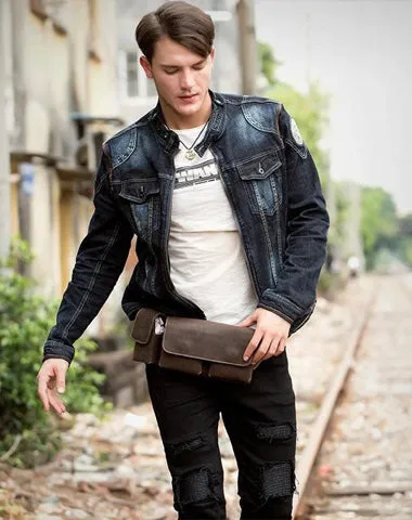 Brown Leather Mens Fanny Pack Waist Bag Hip Pack Light Brown Belt Bag Bumbag for Men