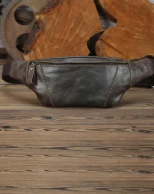 Brown MENS LEATHER FANNY PACK Coffee BUMBAG Vintage WAIST BAGS for Men