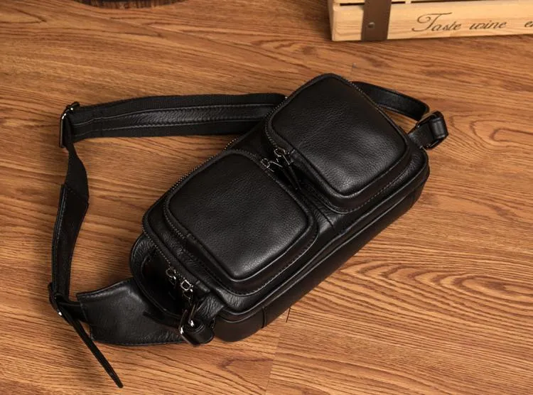 Brown Mens Leather Fanny Pack Cool Waist Bag Hip Pack Black Belt Bag Bumbag for Men