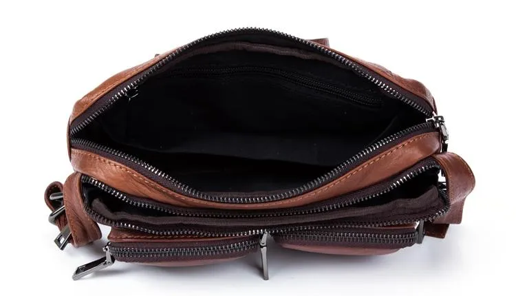 Brown Mens Leather Fanny Pack Cool Waist Bag Hip Pack Black Belt Bag Bumbag for Men