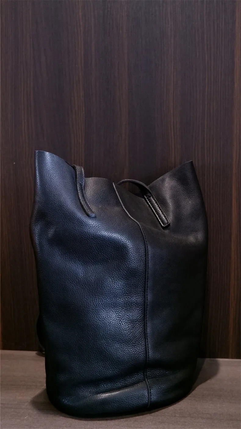 Brown Womens Leather Bucket Tote Purse Womens Barrel Tote Shoulder Bag for Ladies