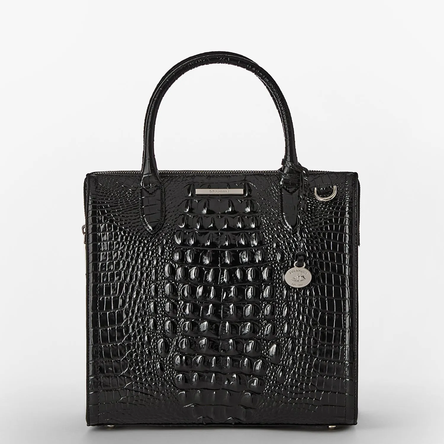 Caroline Satchel Black Melbourne Silver Hardware