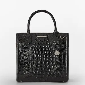 Caroline Satchel Black Melbourne Silver Hardware