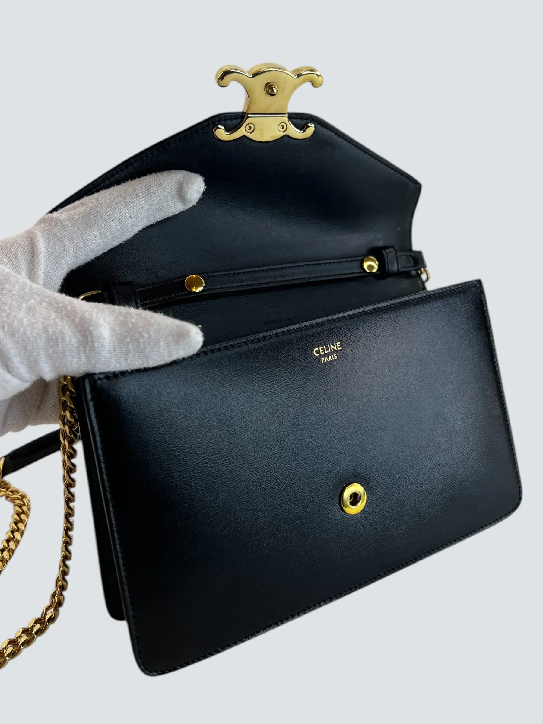 Celine Black Leather ??Margo?? Wallet On Chain