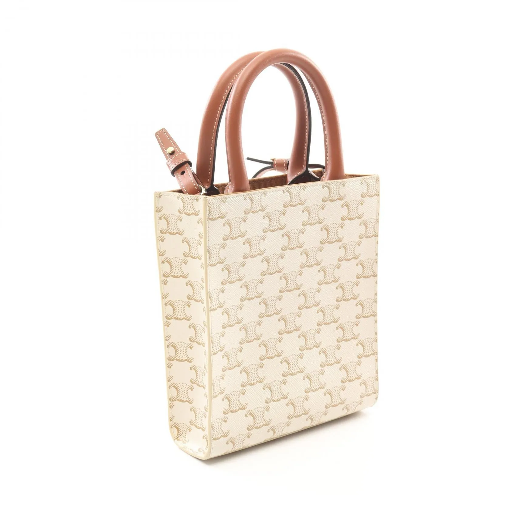 Celine Mini Vertical Cabas Triomphe Handbag PVC Canvas Leather