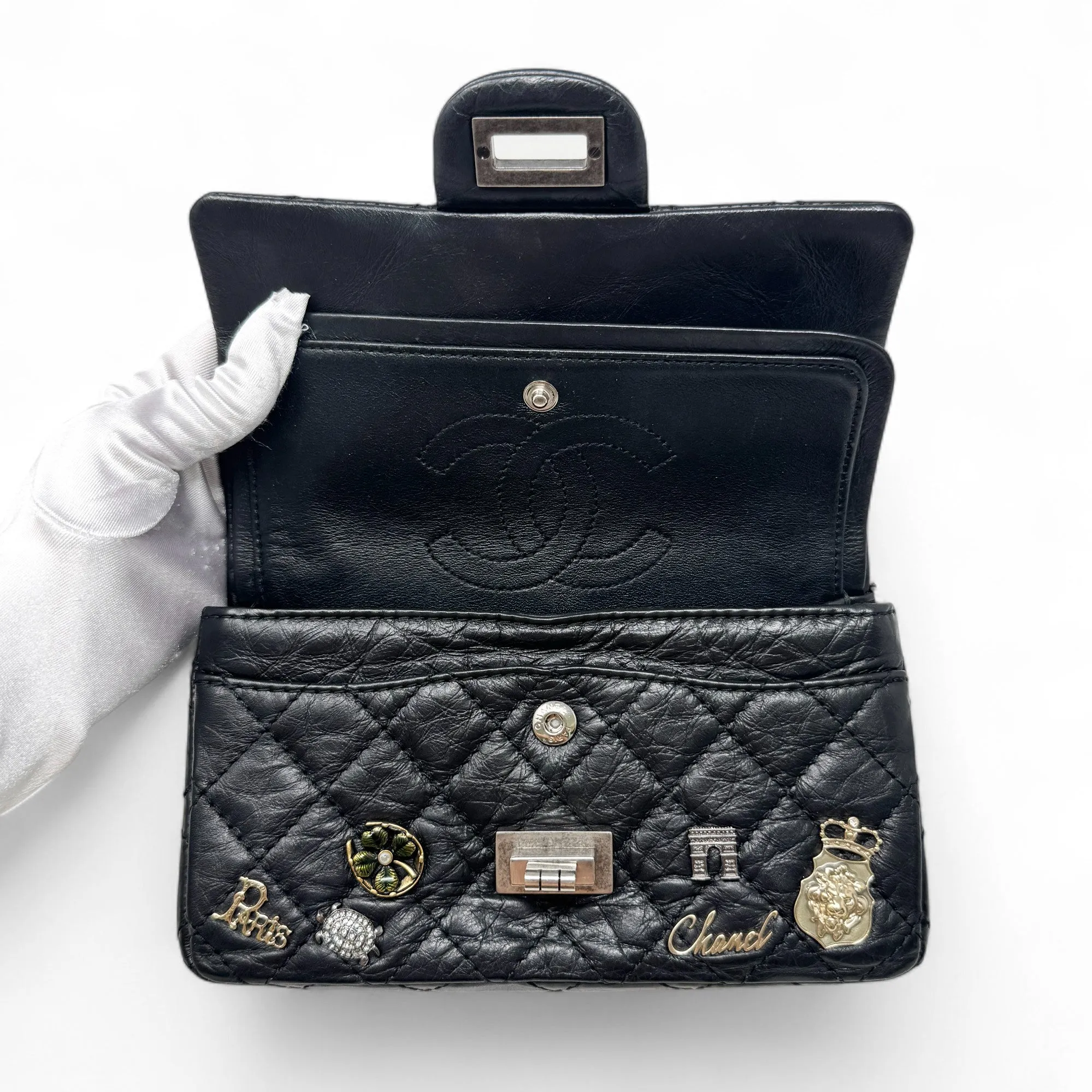 Chanel Black Charms 2.55 Reissue 224 Flap
