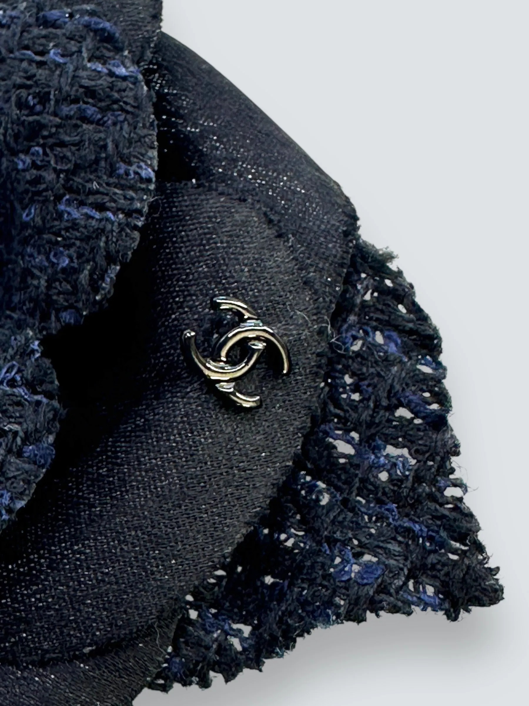 Chanel Black Fabric Camelia Brooch