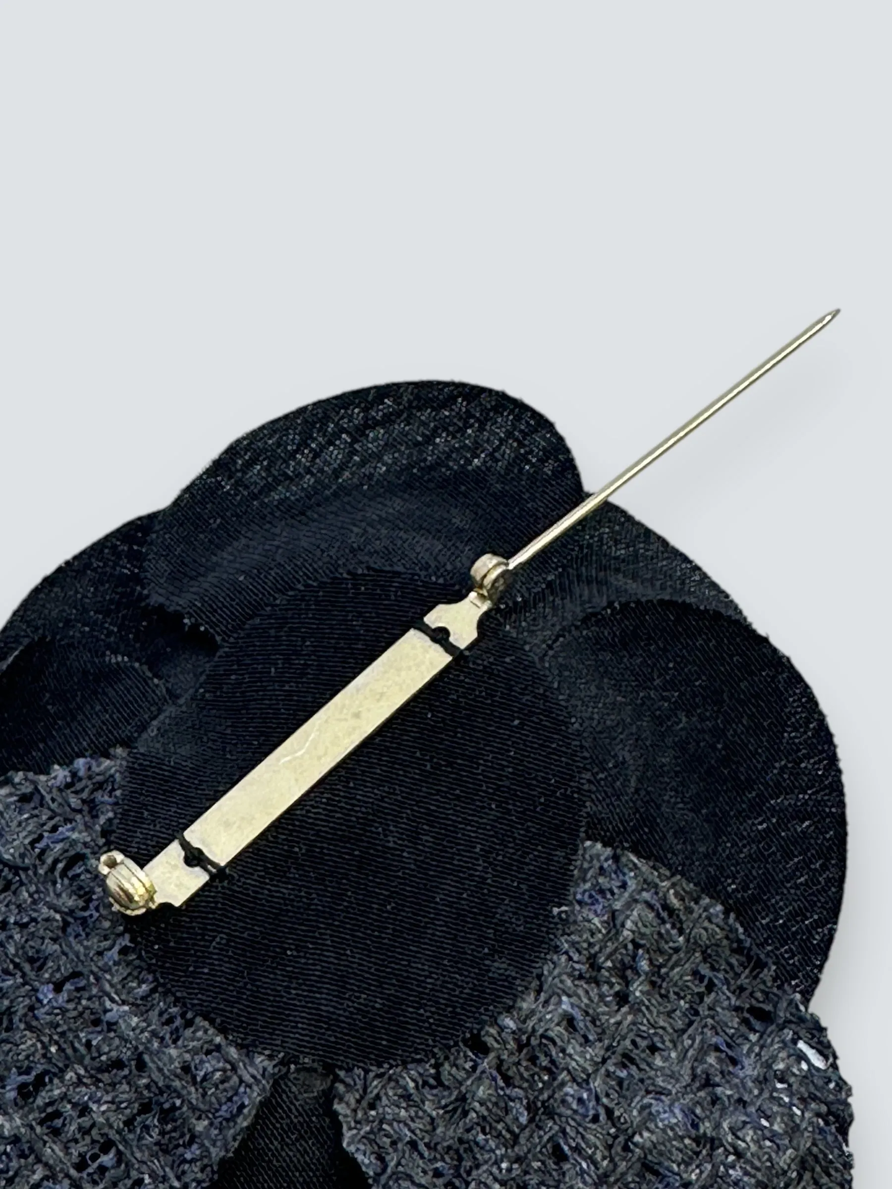 Chanel Black Fabric Camelia Brooch