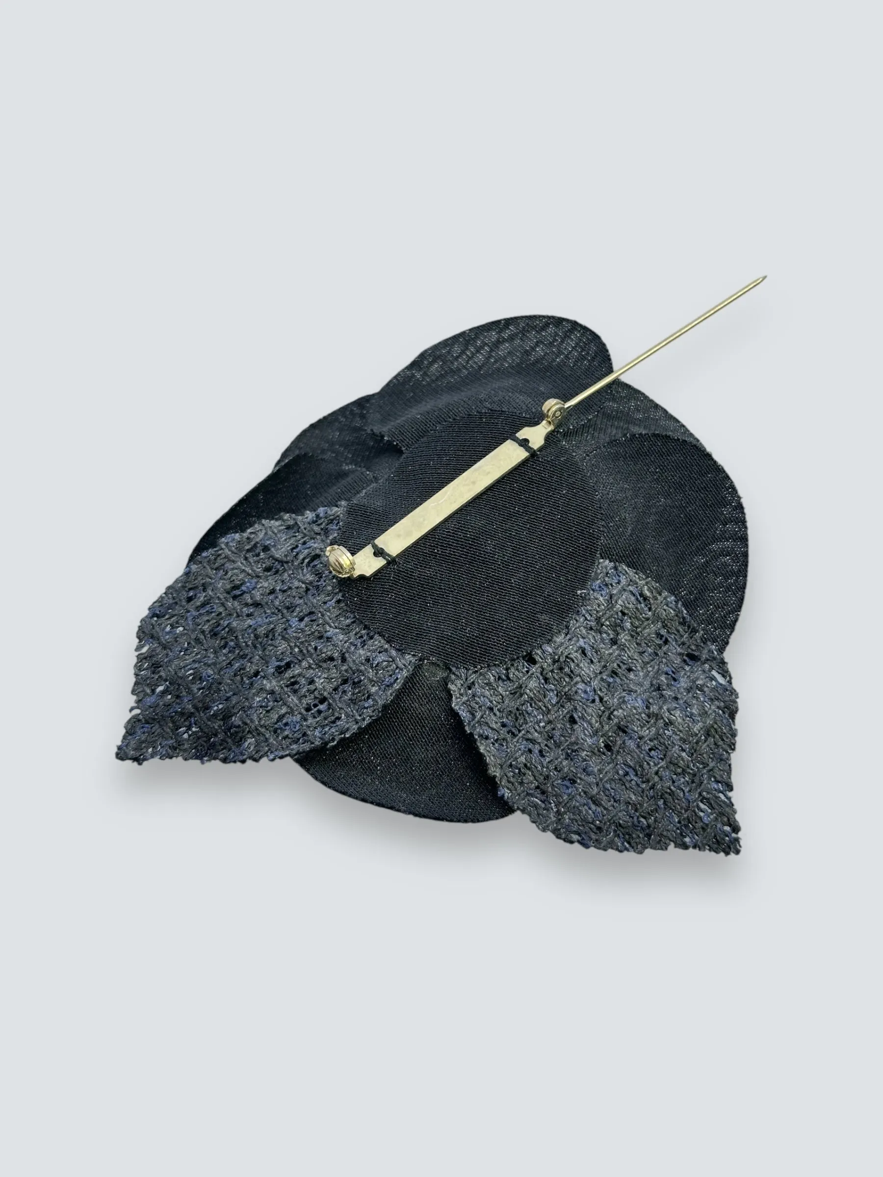 Chanel Black Fabric Camelia Brooch