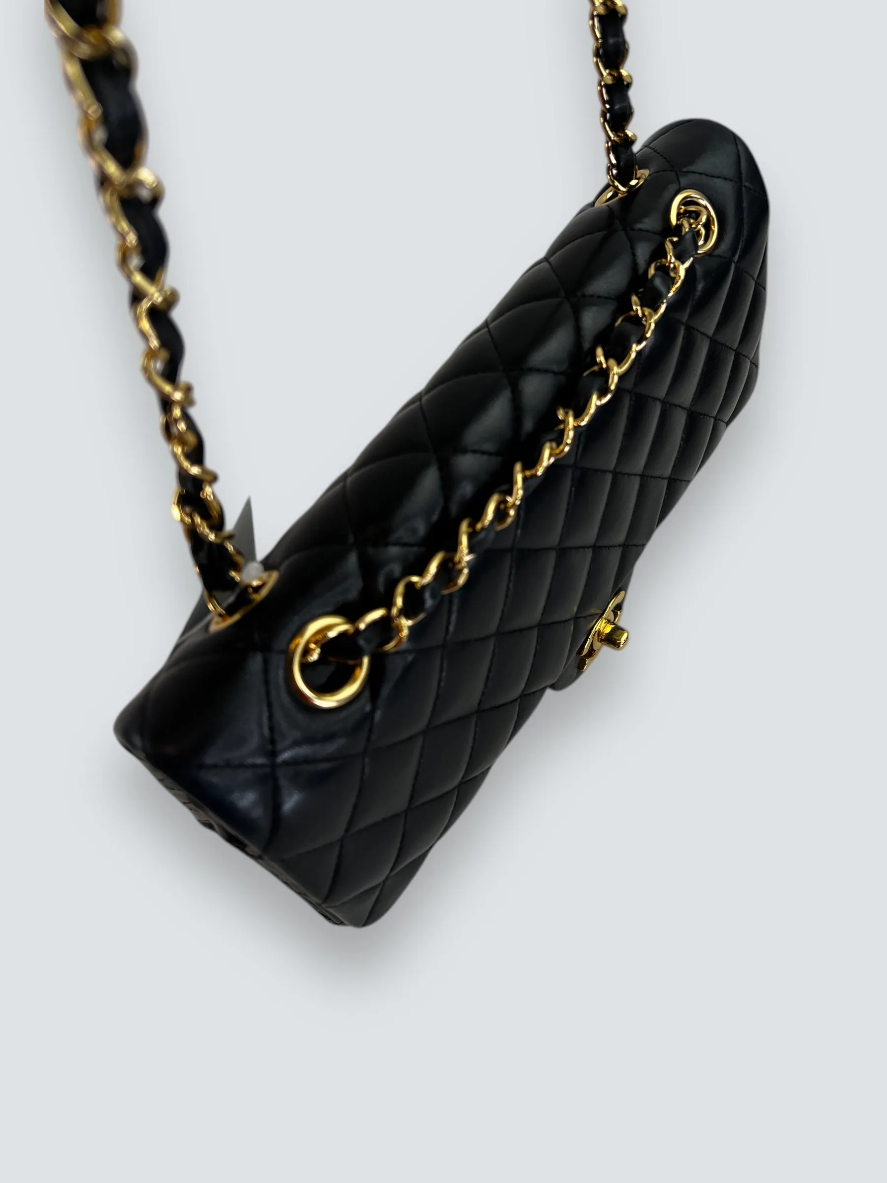 Chanel Black Lambskin Leather Medium Double Flap