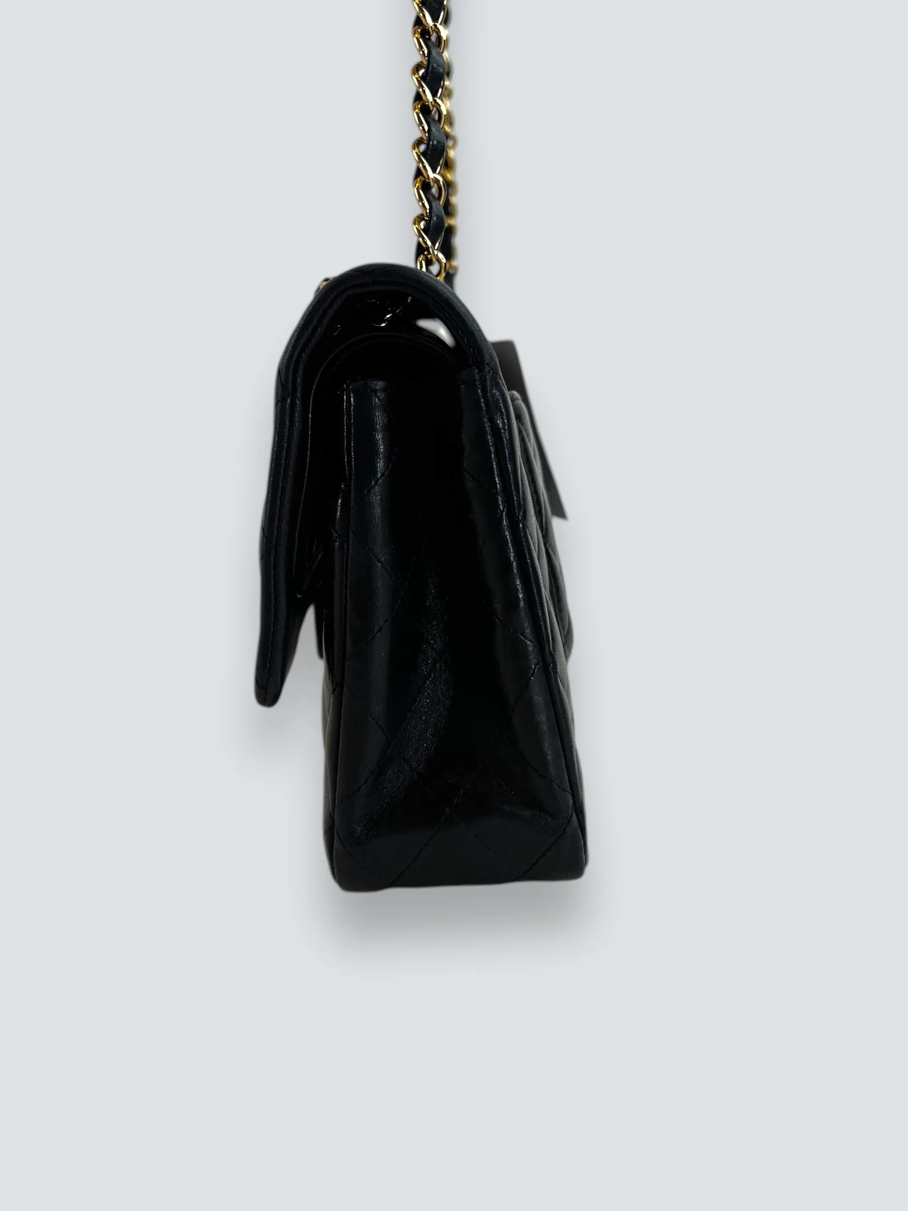 Chanel Black Lambskin Leather Medium Double Flap