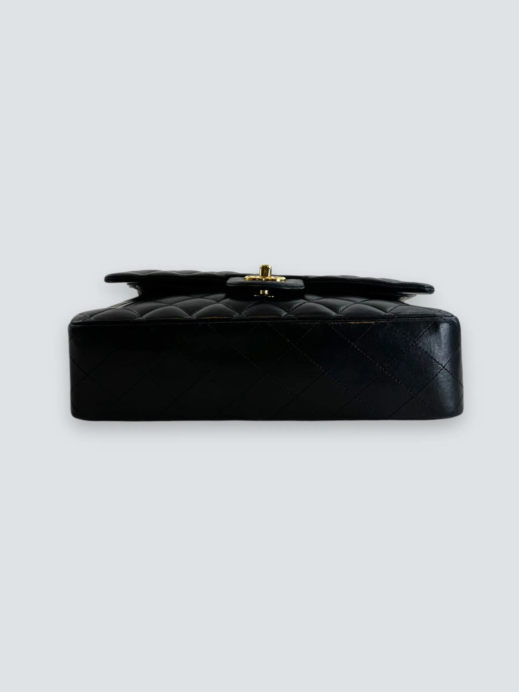 Chanel Black Lambskin Leather Medium Double Flap