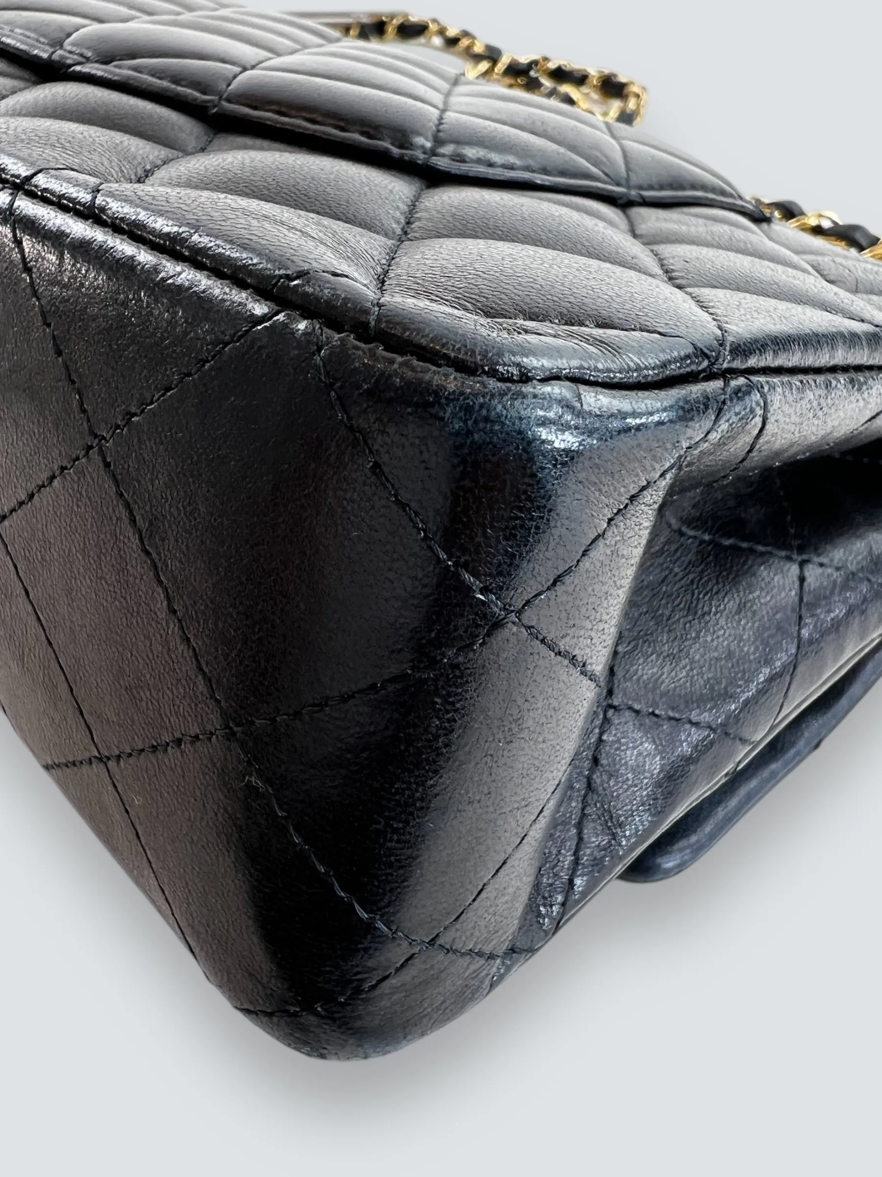 Chanel Black Lambskin Leather Medium Double Flap