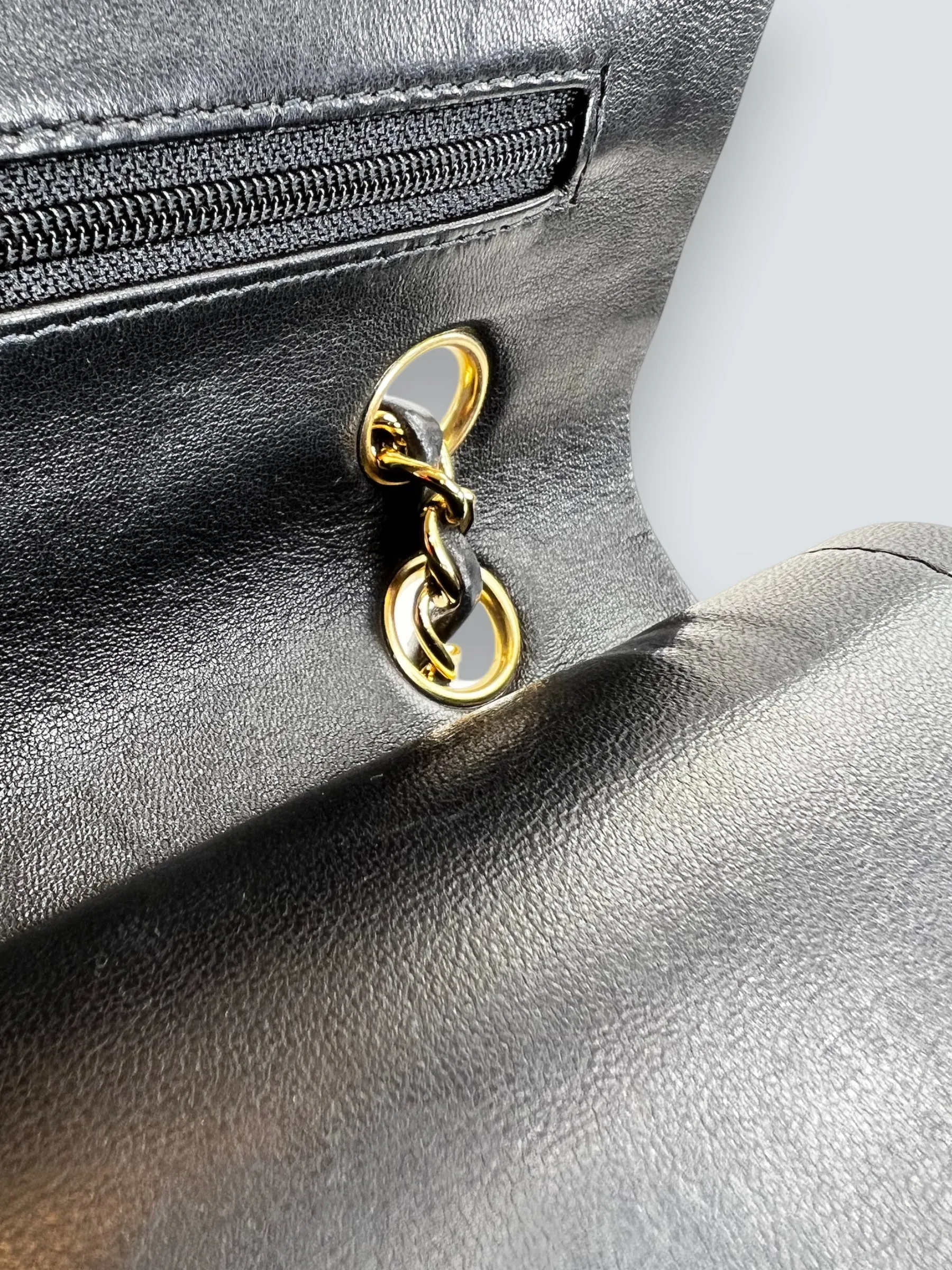 Chanel Black Lambskin Leather Medium Double Flap