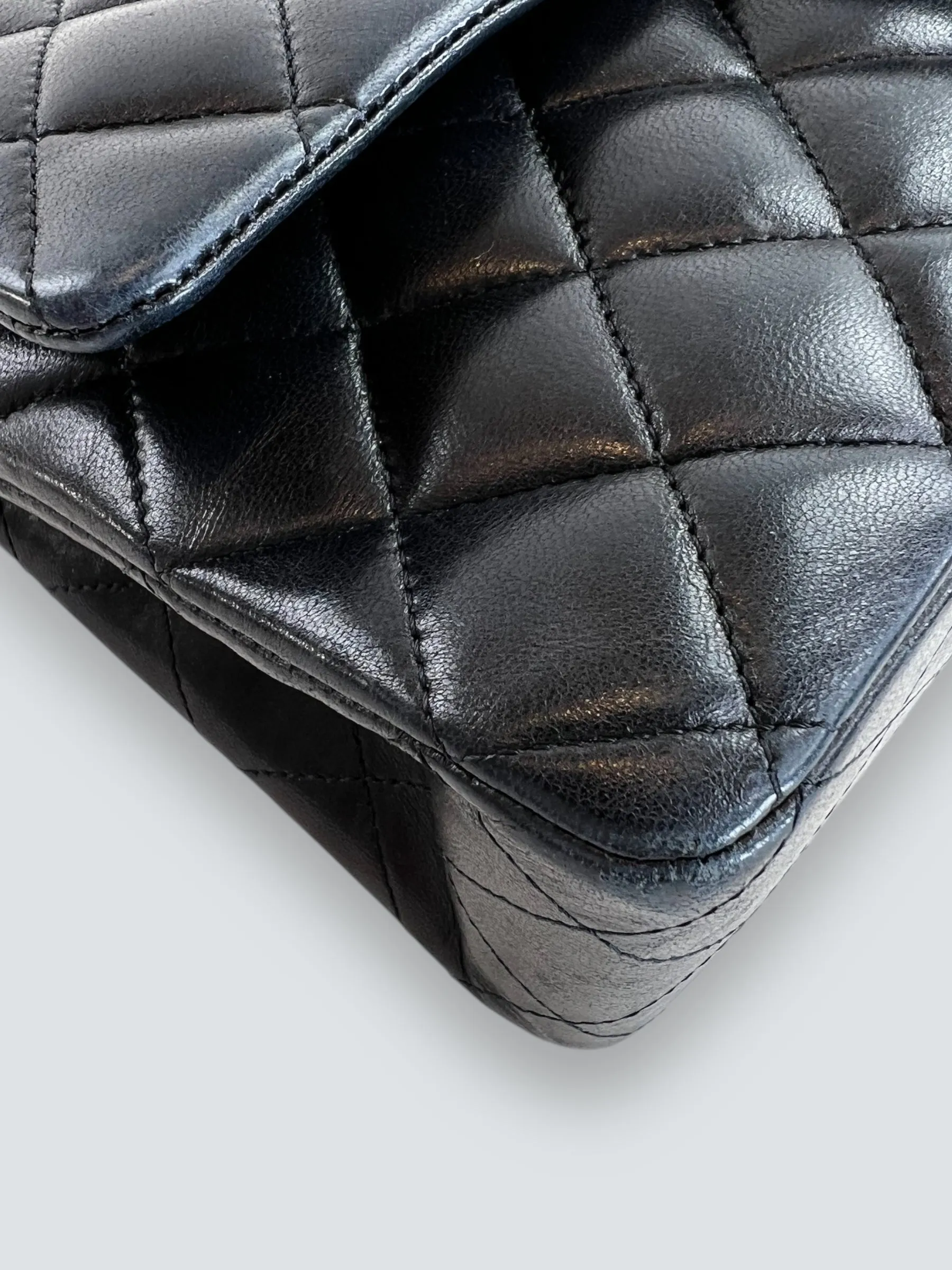 Chanel Black Lambskin Leather Medium Double Flap