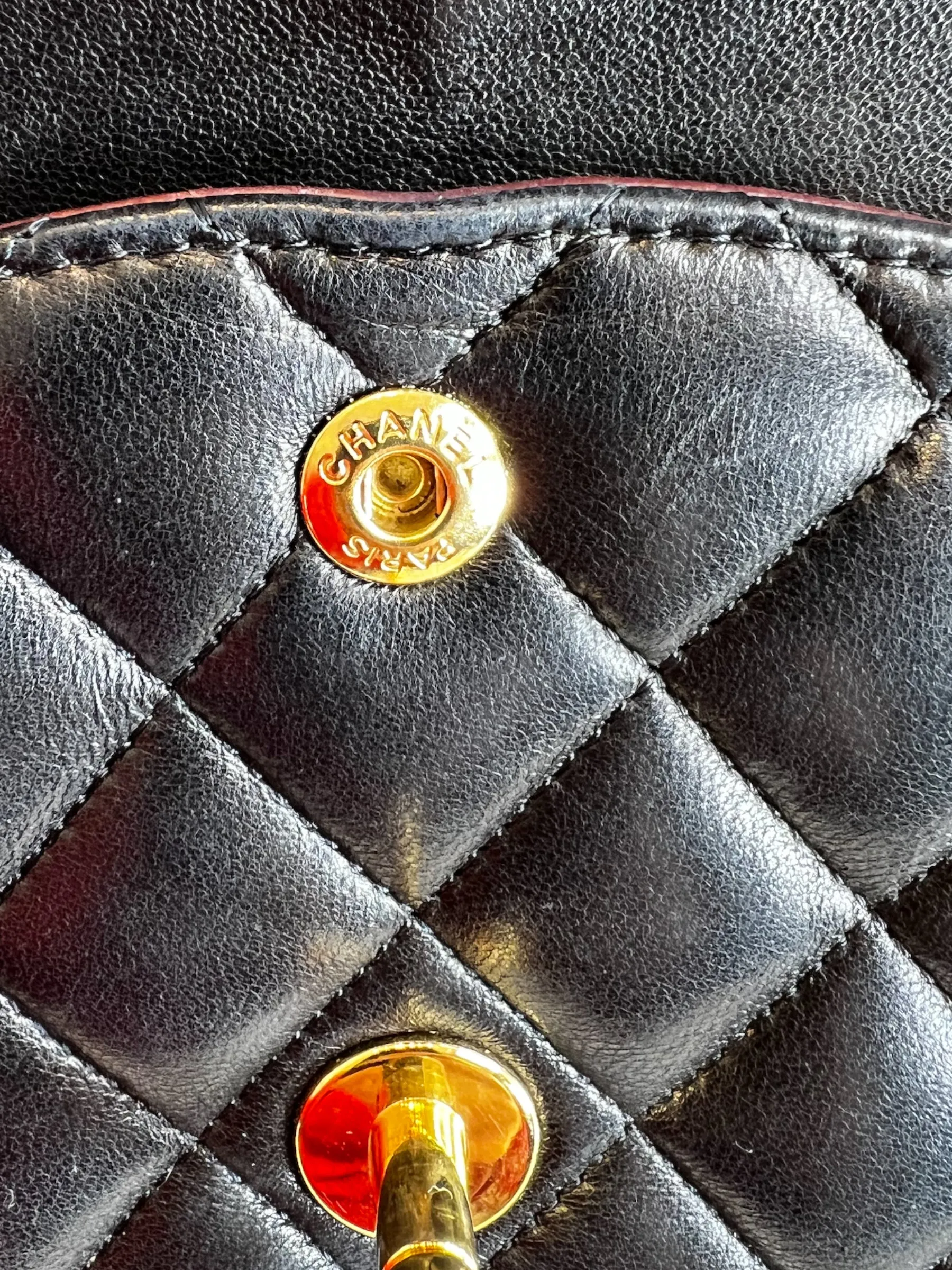 Chanel Black Lambskin Leather Medium Double Flap