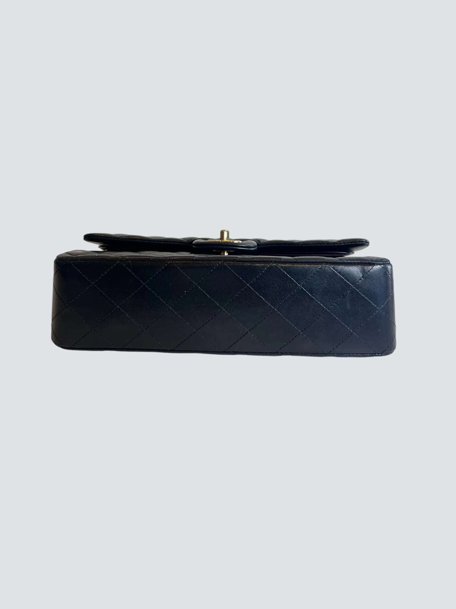 Chanel Black Lambskin Leather Medium Double Flap