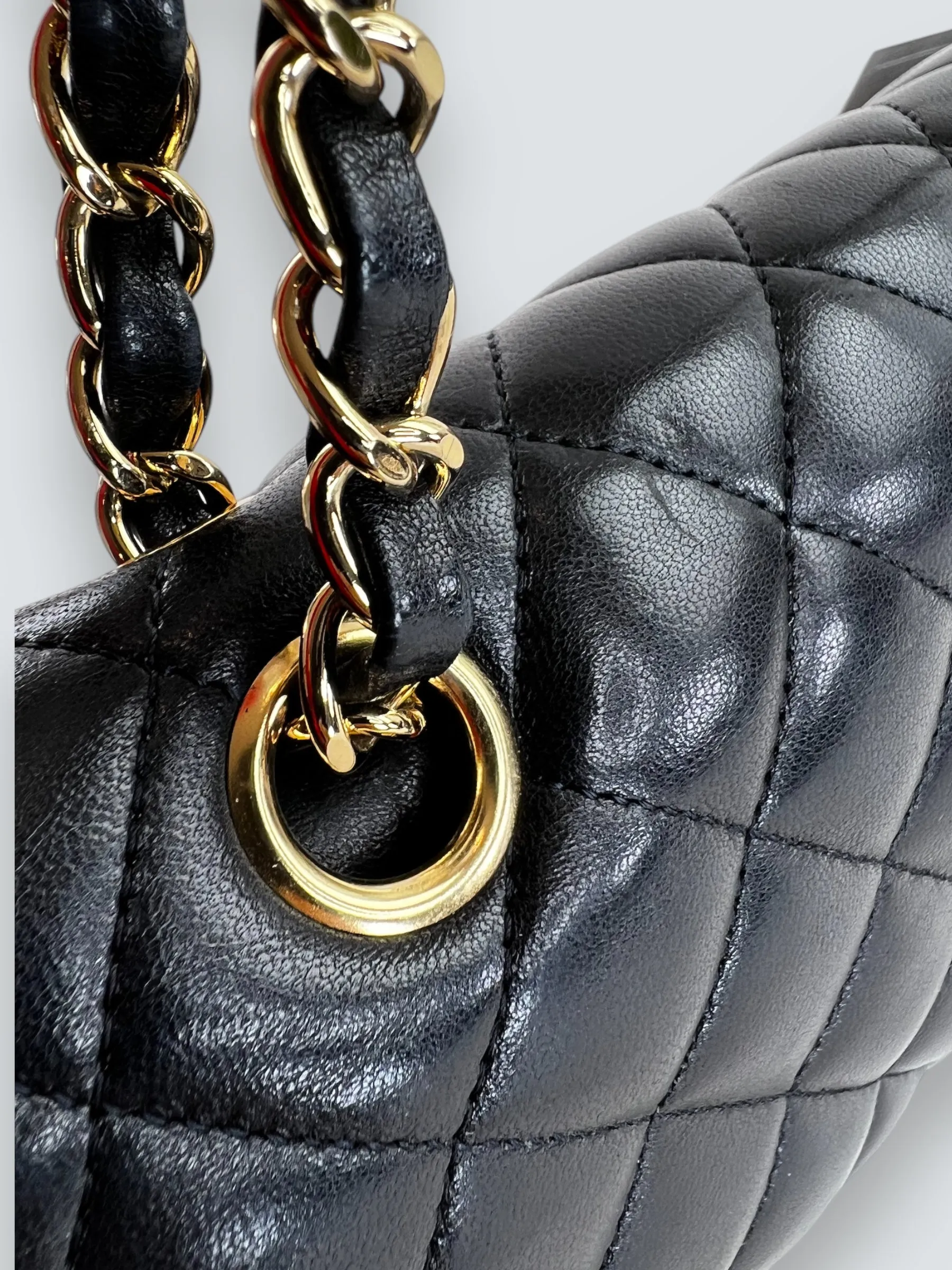Chanel Black Lambskin Leather Medium Double Flap
