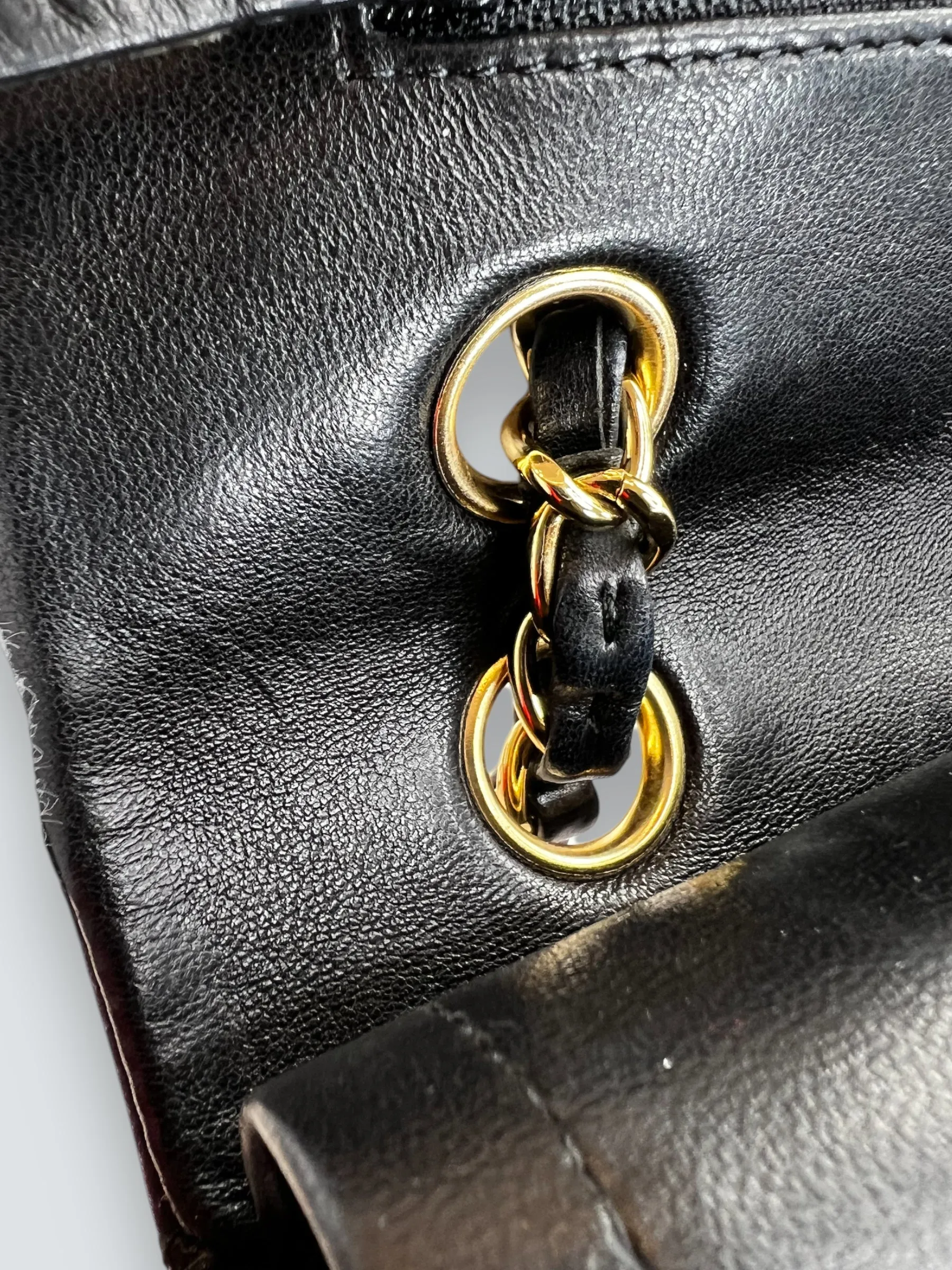 Chanel Black Lambskin Leather Medium Double Flap