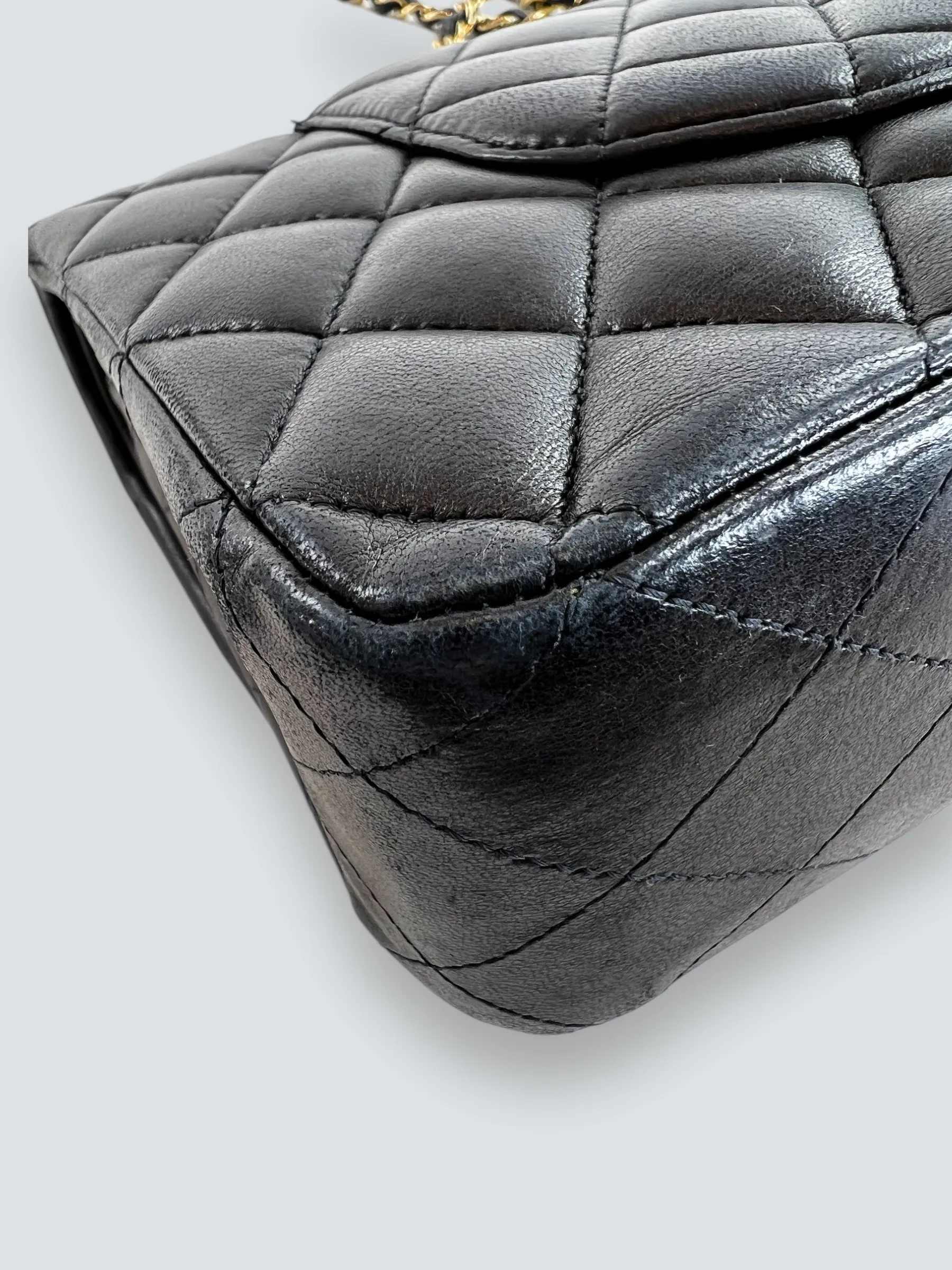 Chanel Black Lambskin Leather Medium Double Flap
