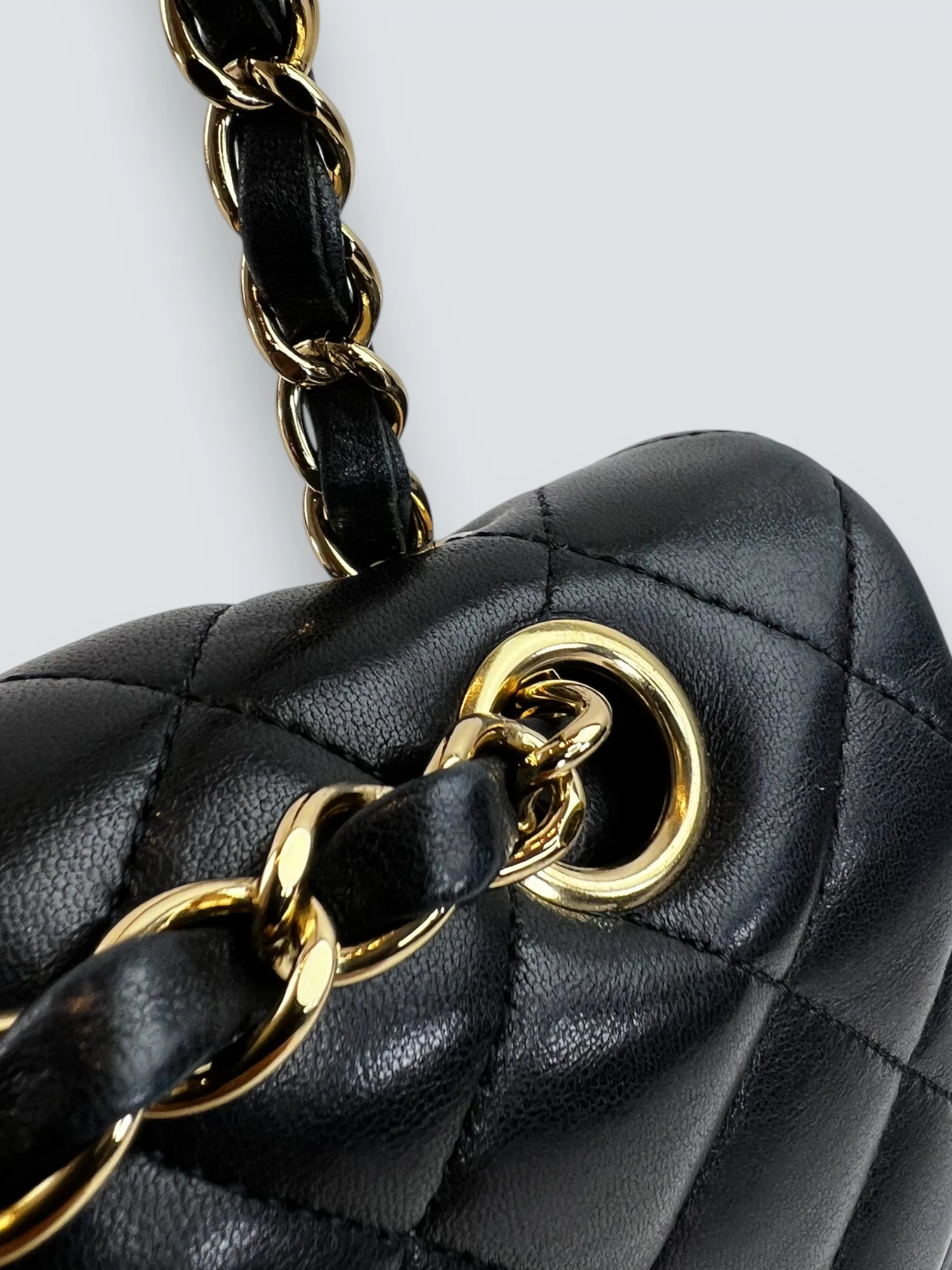 Chanel Black Lambskin Leather Medium Double Flap
