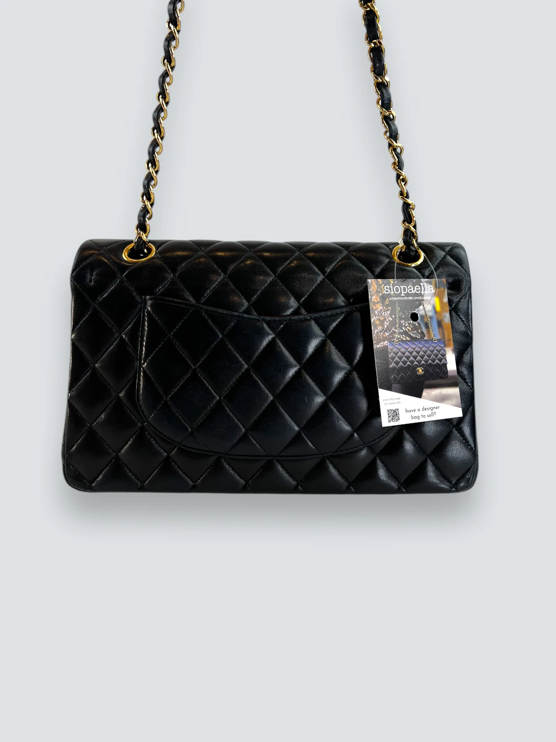Chanel Black Lambskin Leather Medium Double Flap