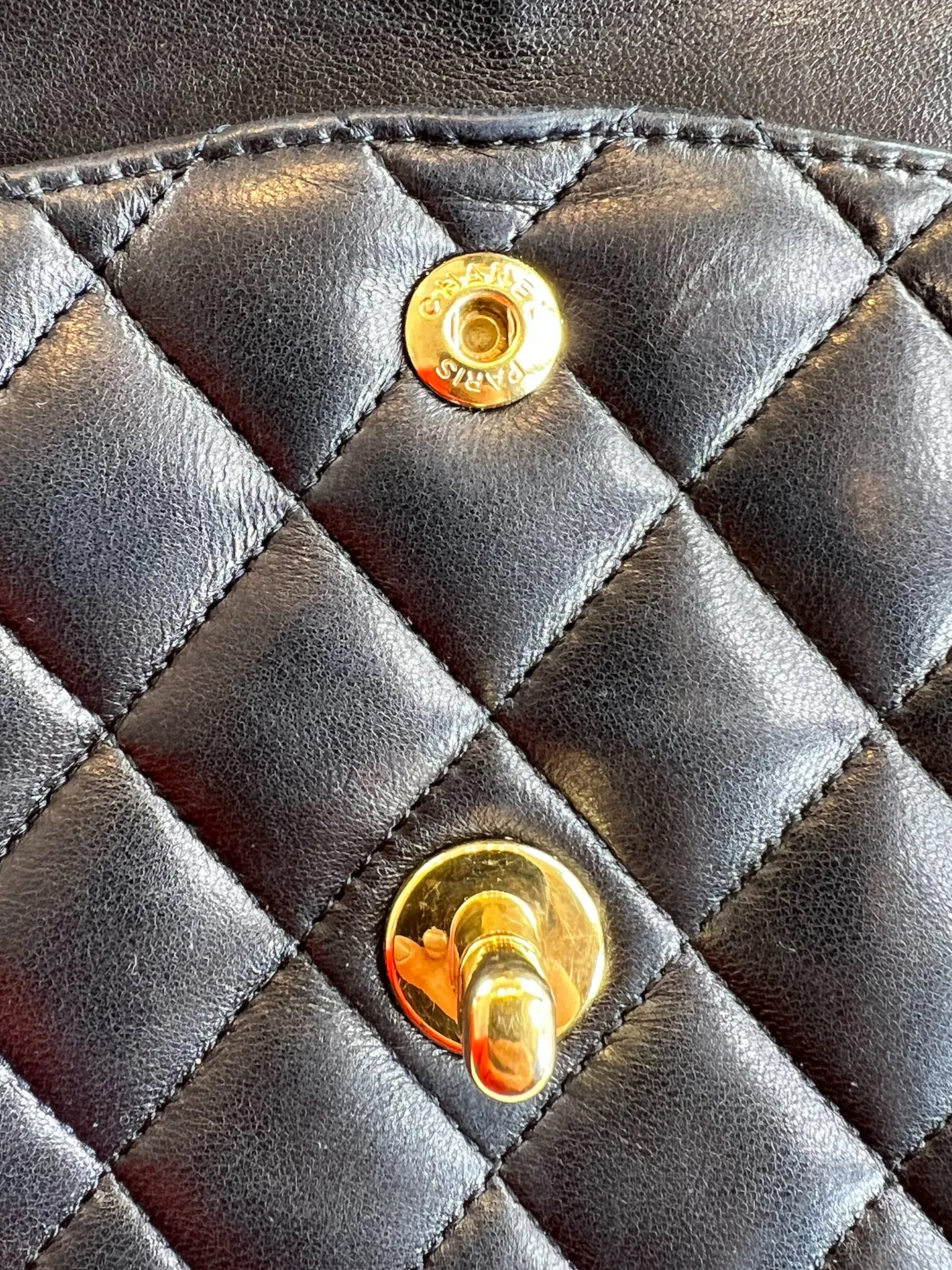 Chanel Black Lambskin Leather Medium Double Flap