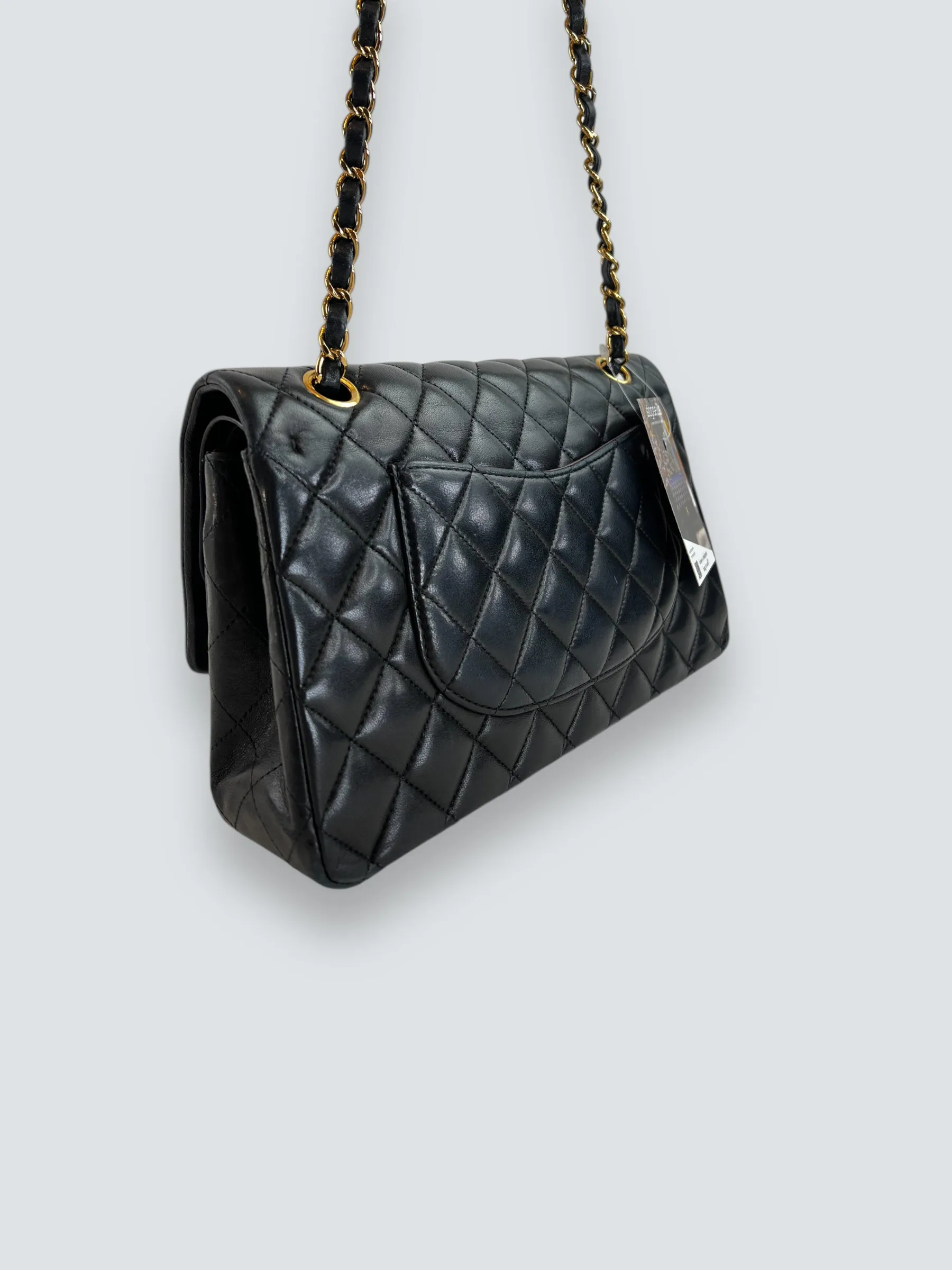 Chanel Black Lambskin Leather Medium Double Flap