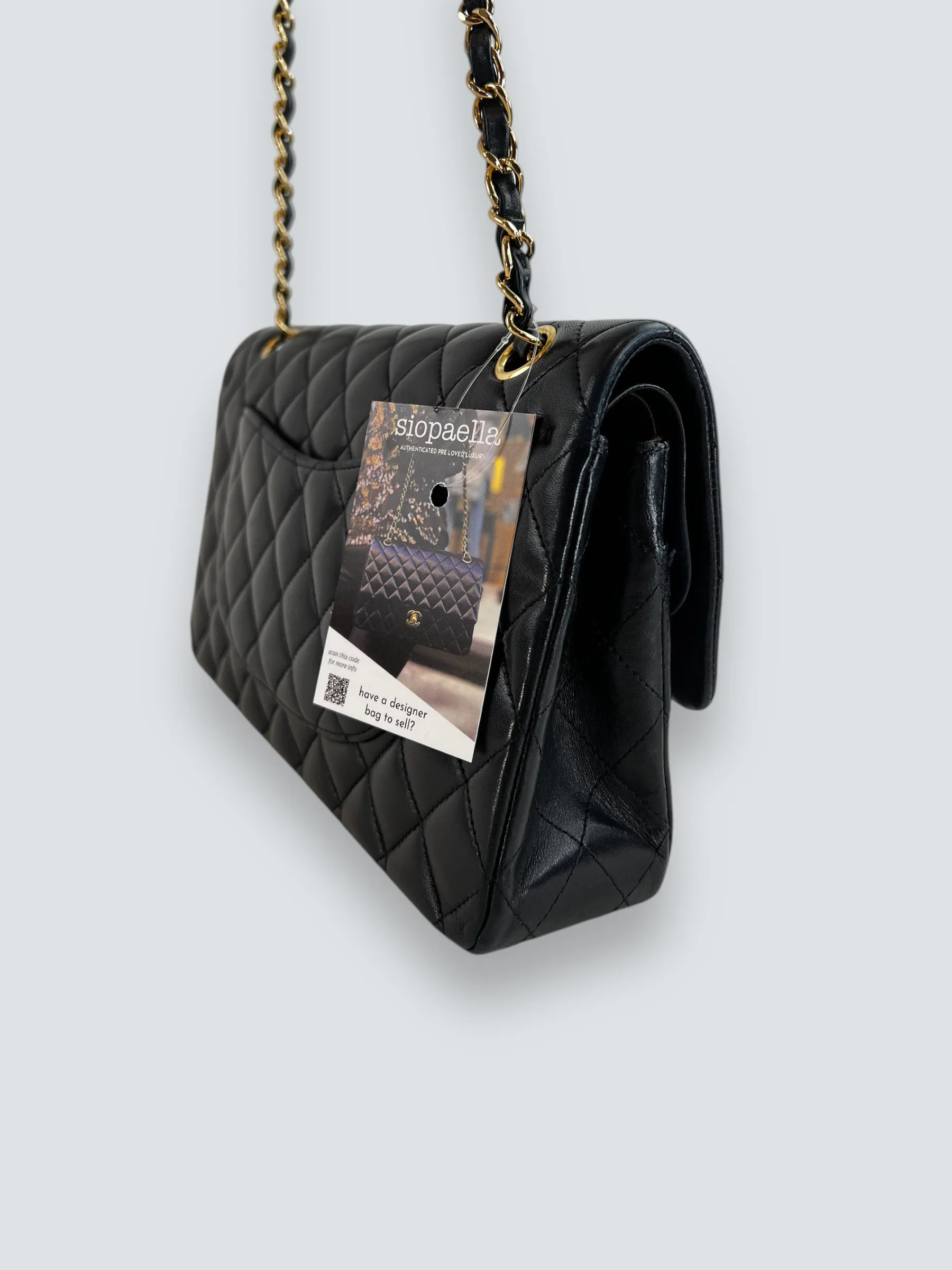 Chanel Black Lambskin Leather Medium Double Flap