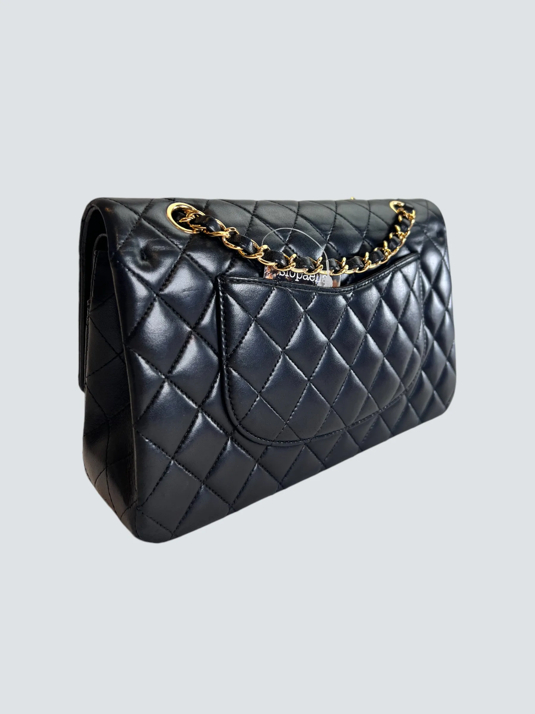 Chanel Black Lambskin Leather Medium Double Flap