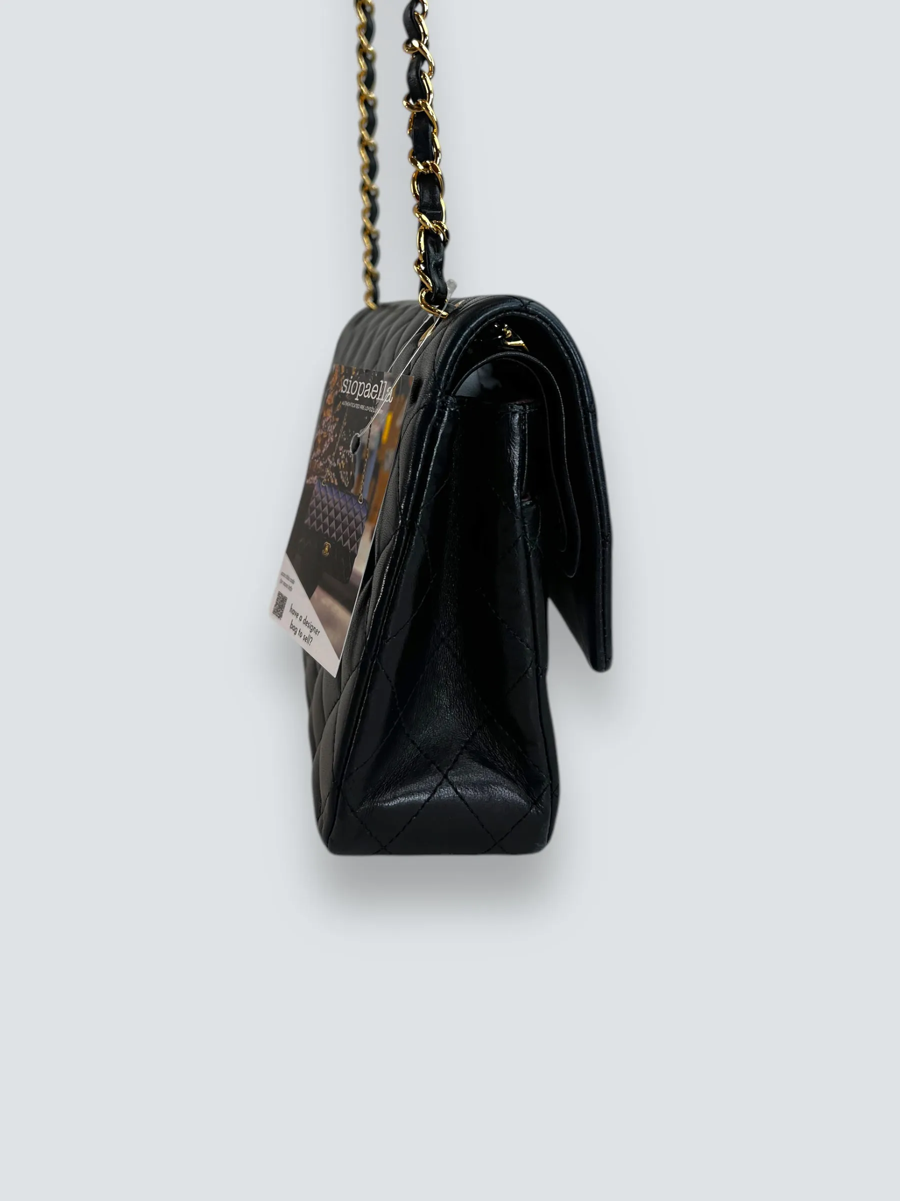 Chanel Black Lambskin Leather Medium Double Flap