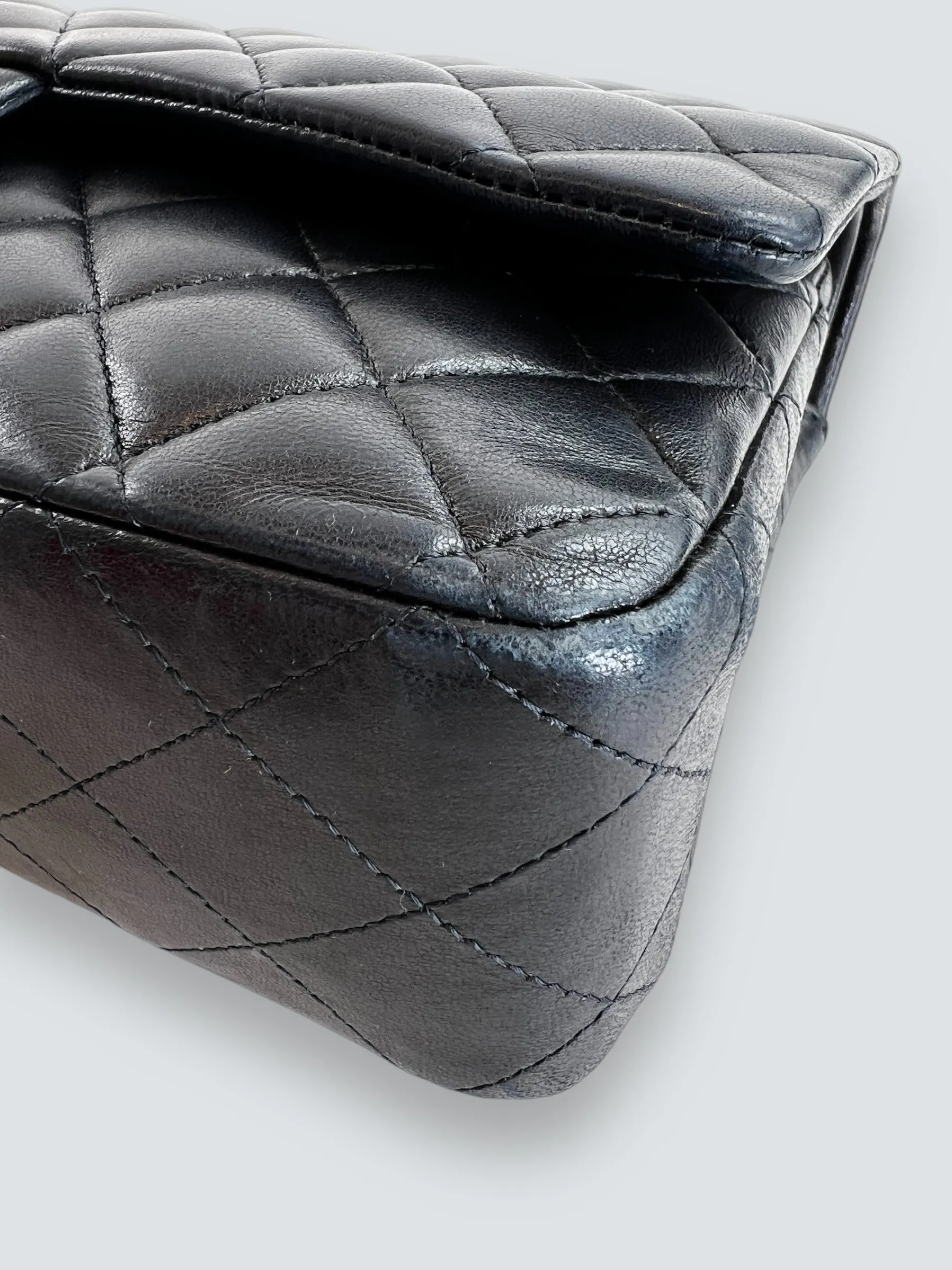 Chanel Black Lambskin Leather Medium Double Flap