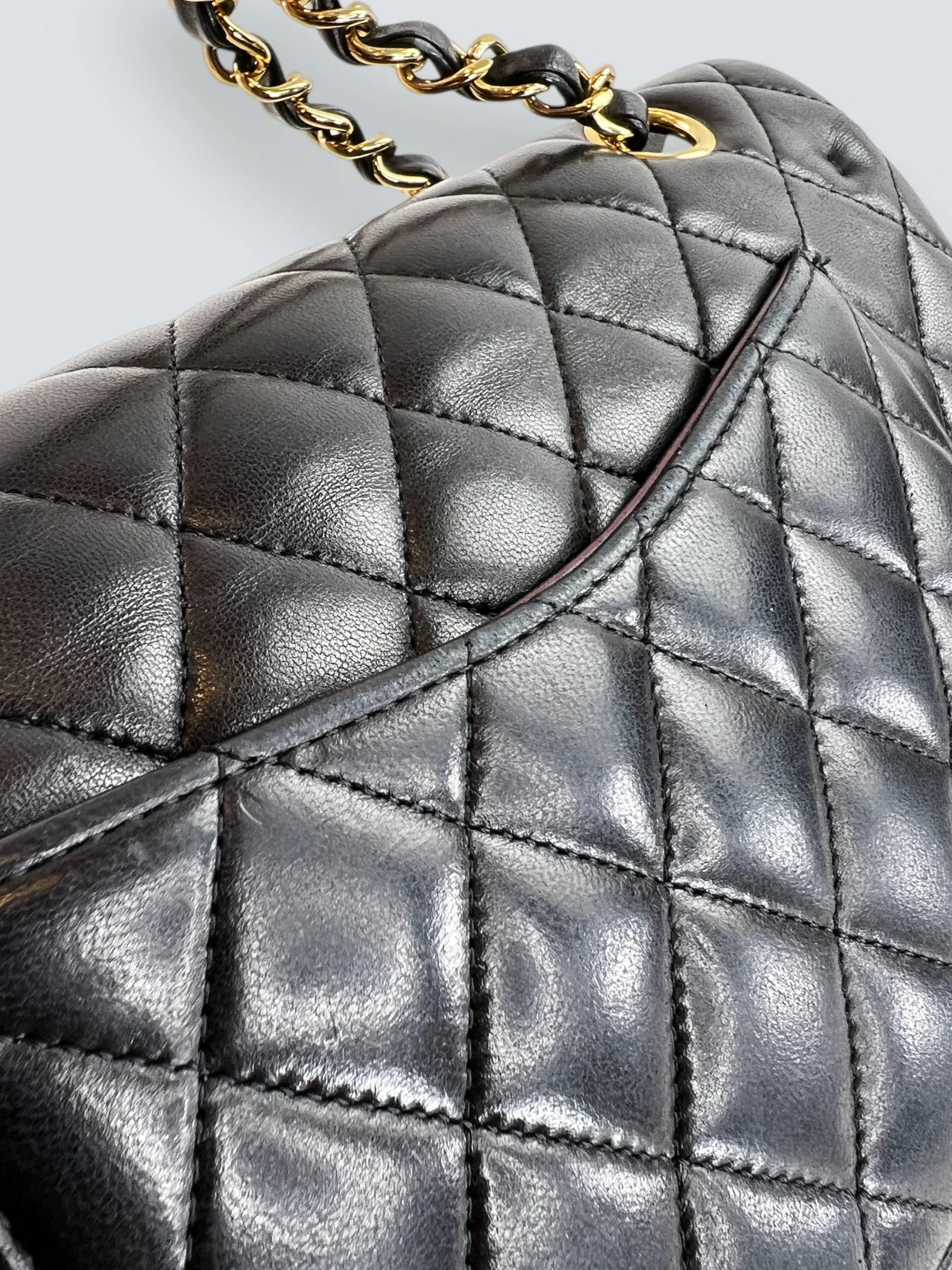 Chanel Black Lambskin Leather Medium Double Flap