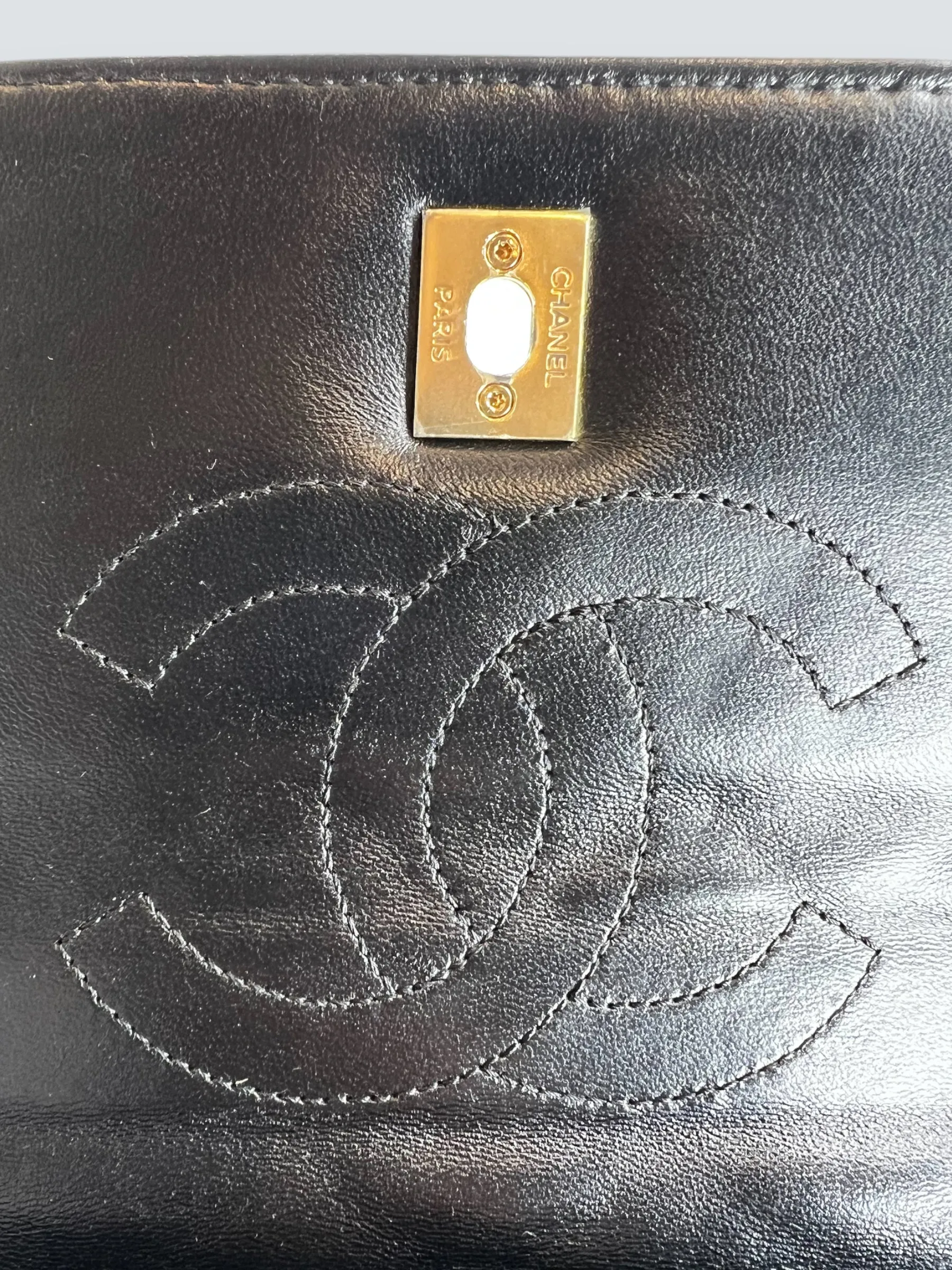 Chanel Black Lambskin Leather Top Handle "Trendy" Shoulder Bag