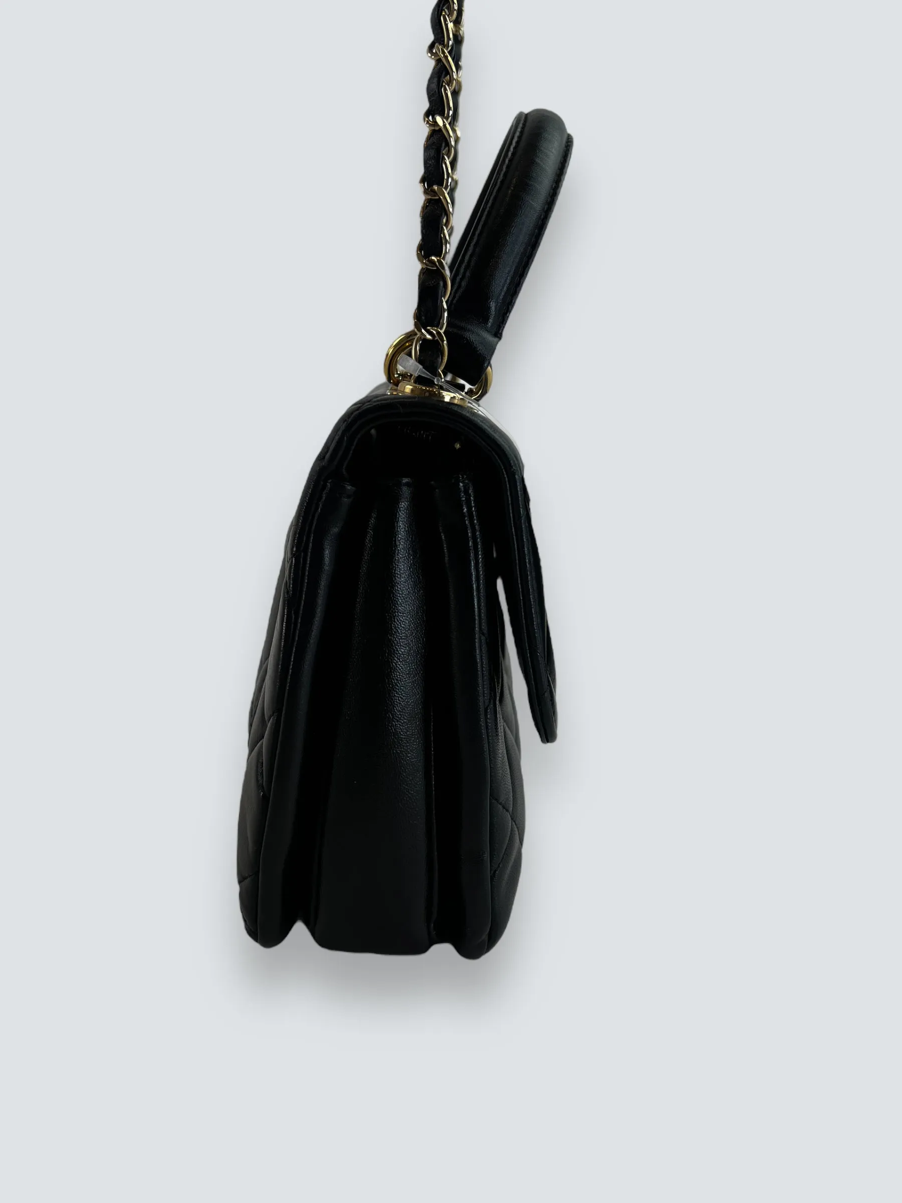 Chanel Black Lambskin Leather Top Handle "Trendy" Shoulder Bag