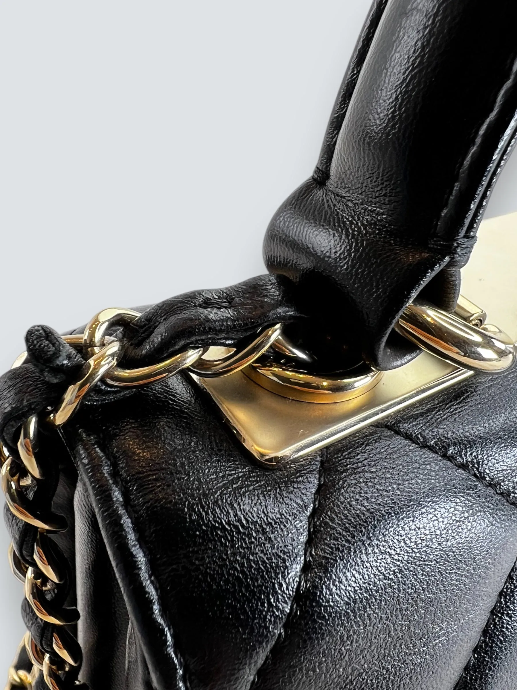 Chanel Black Lambskin Leather Top Handle "Trendy" Shoulder Bag