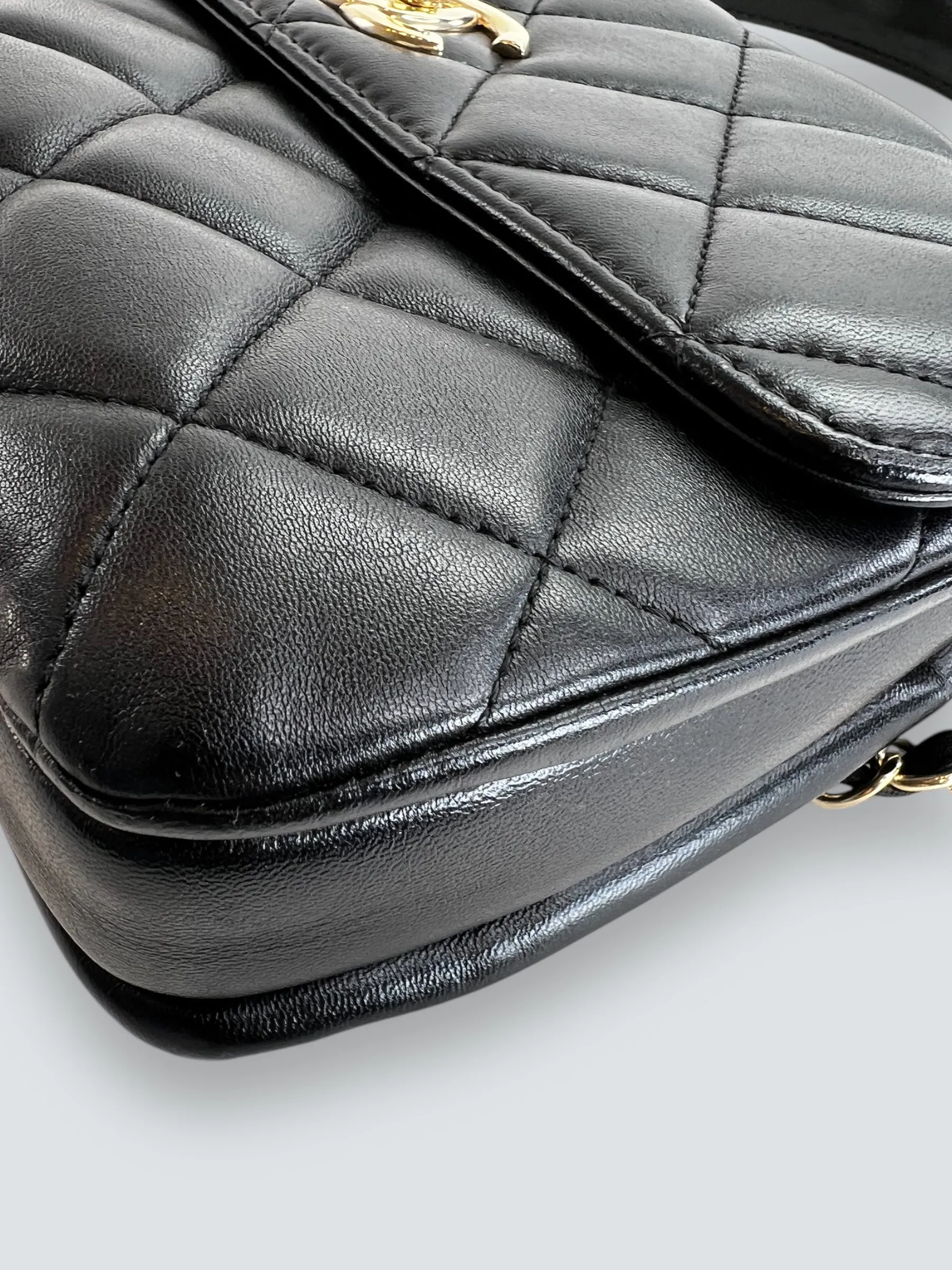 Chanel Black Lambskin Leather Top Handle "Trendy" Shoulder Bag