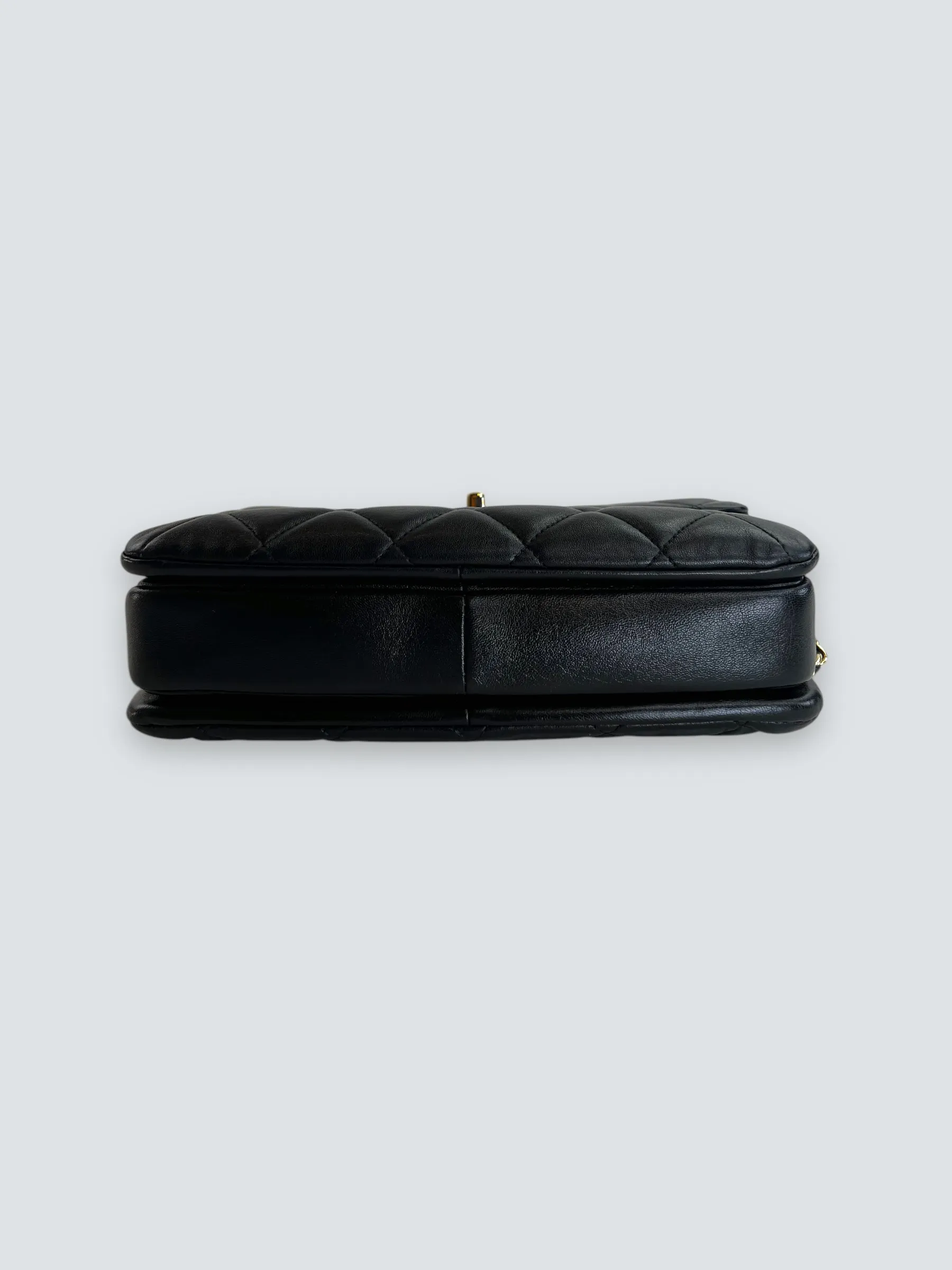 Chanel Black Lambskin Leather Top Handle "Trendy" Shoulder Bag