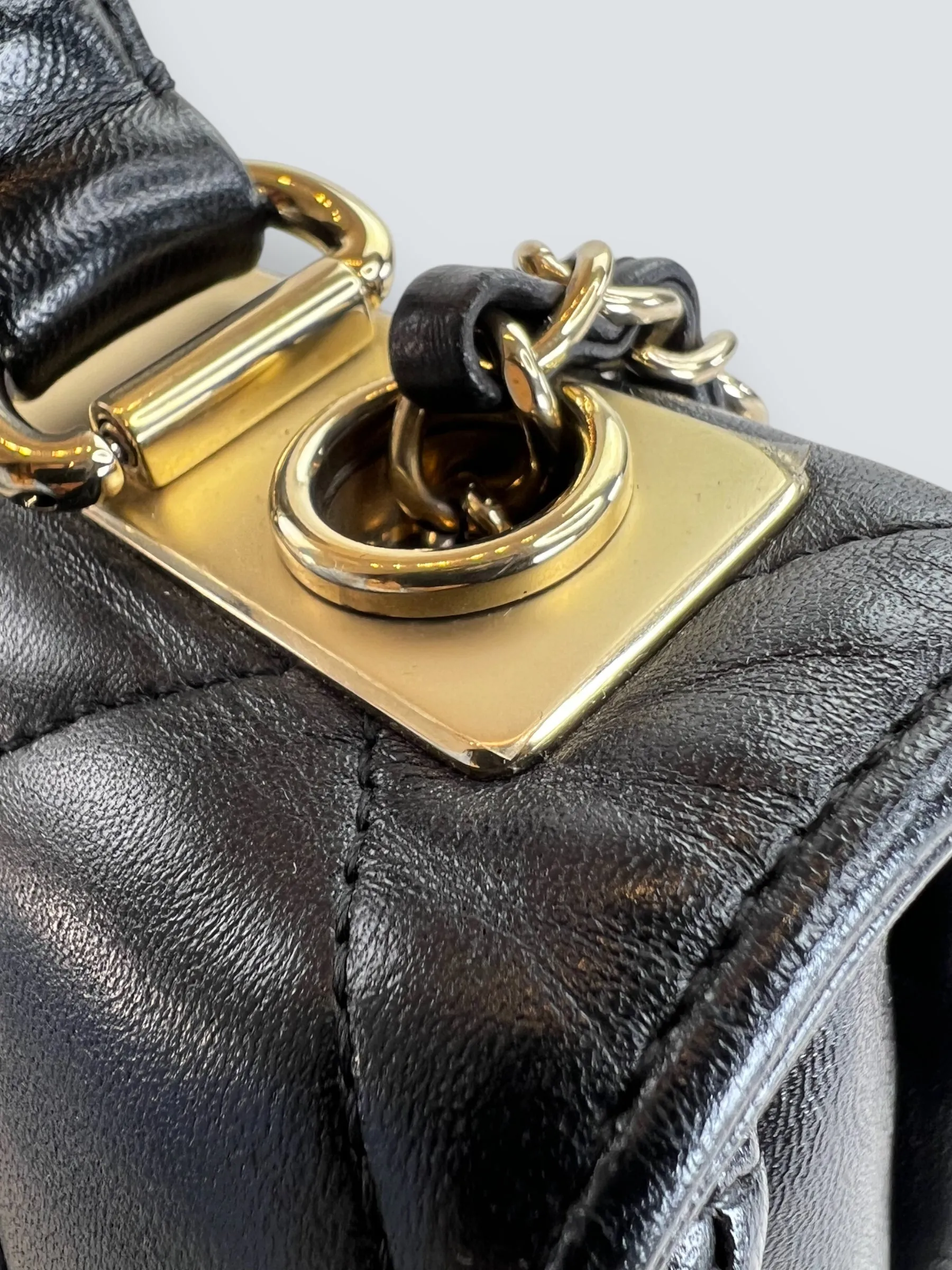 Chanel Black Lambskin Leather Top Handle "Trendy" Shoulder Bag