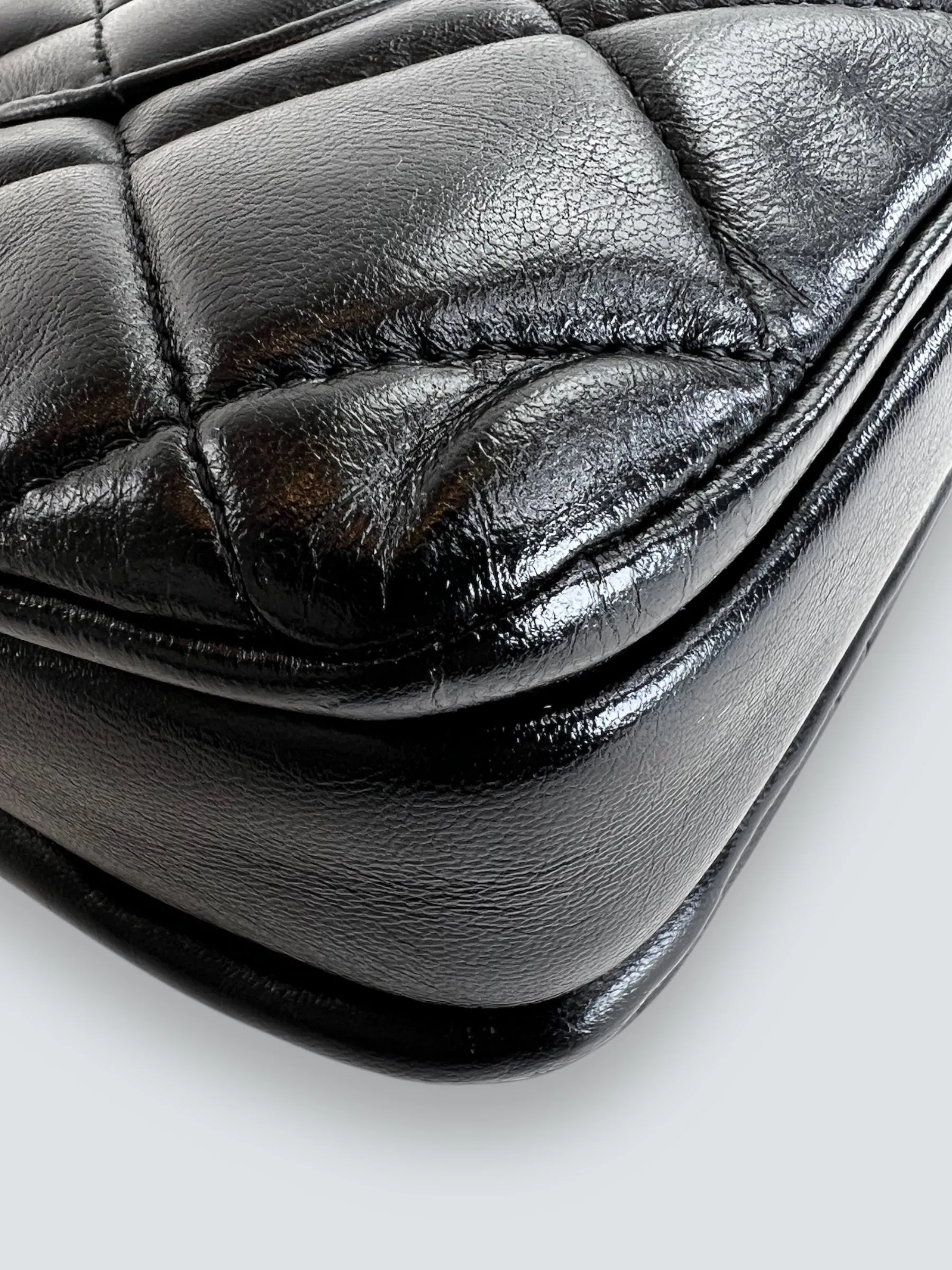 Chanel Black Lambskin Leather Top Handle "Trendy" Shoulder Bag