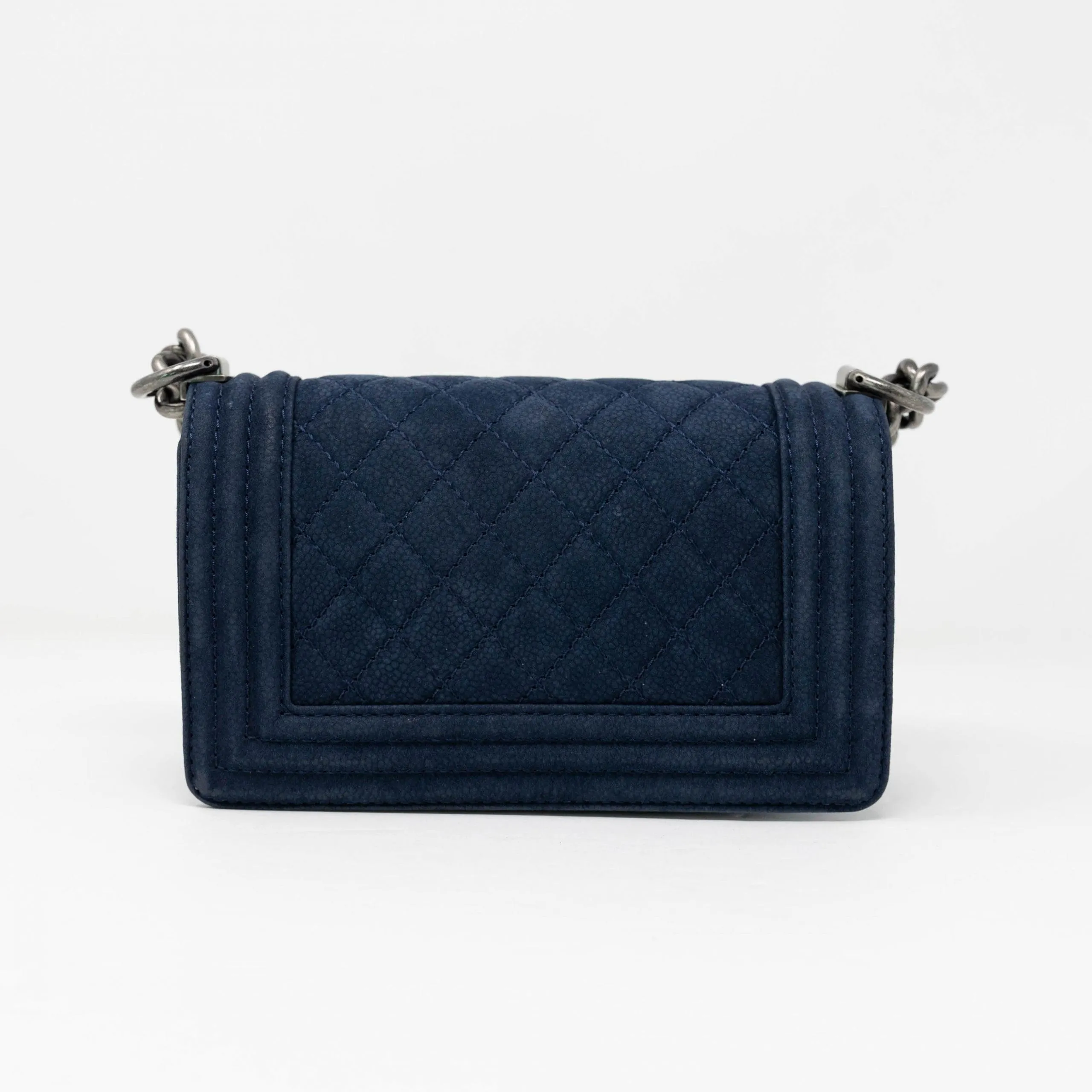 Chanel Blue Suede Small Boy Bag